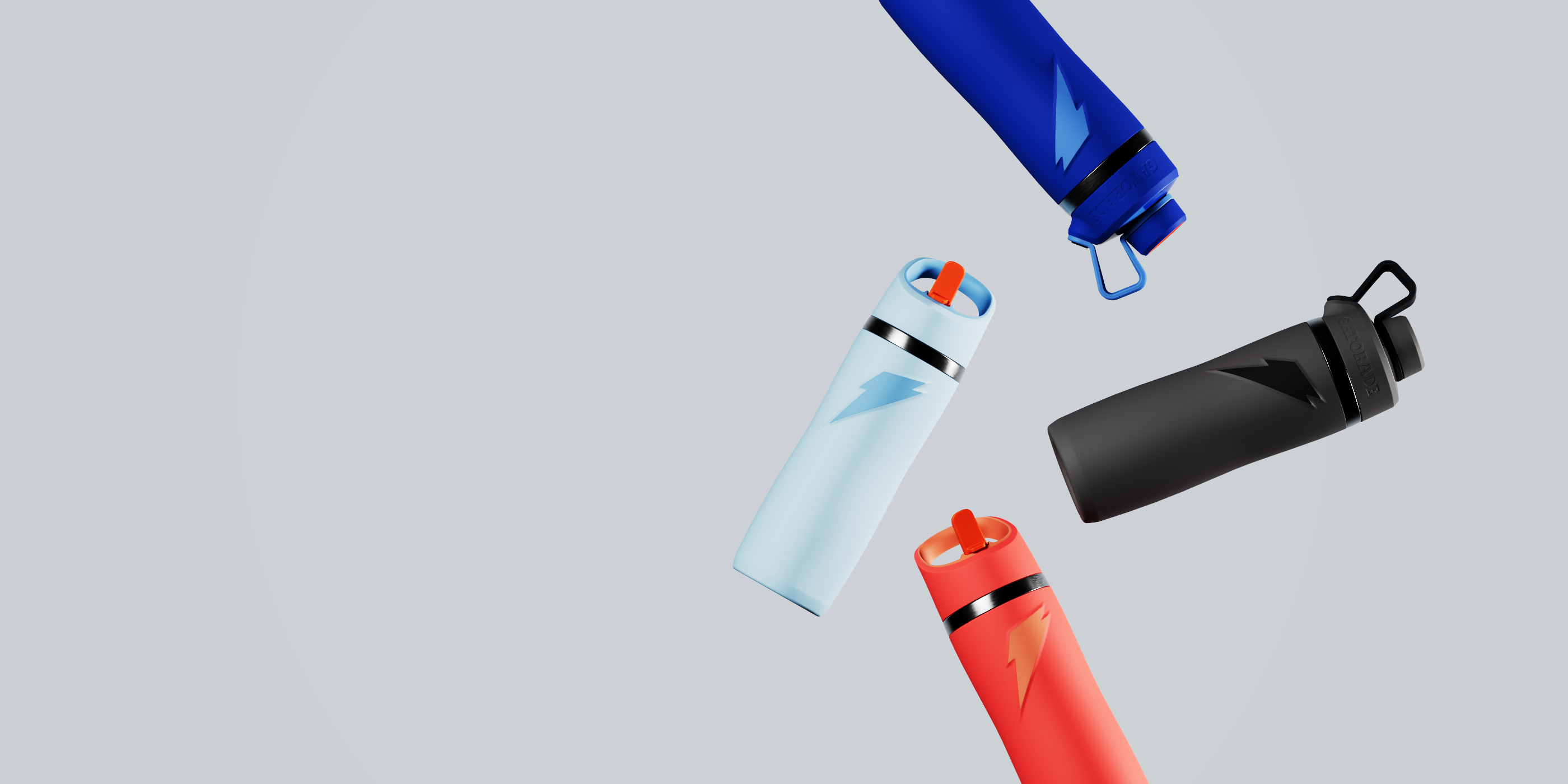 Overtime Stainless Steel Bottles on a grey background