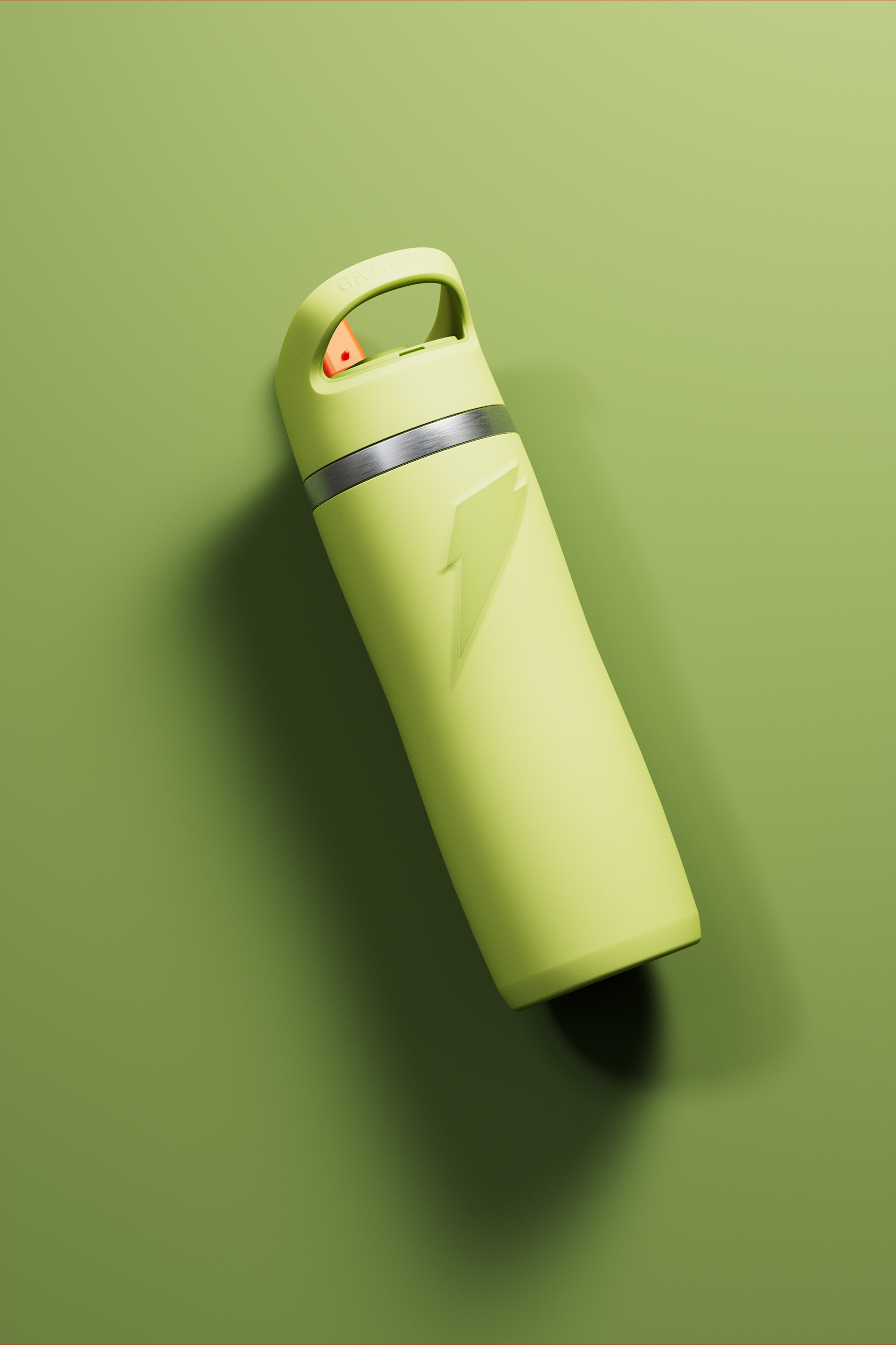 Yellow Overtime Stainless Steel Bottle with Straw cap on yellow background