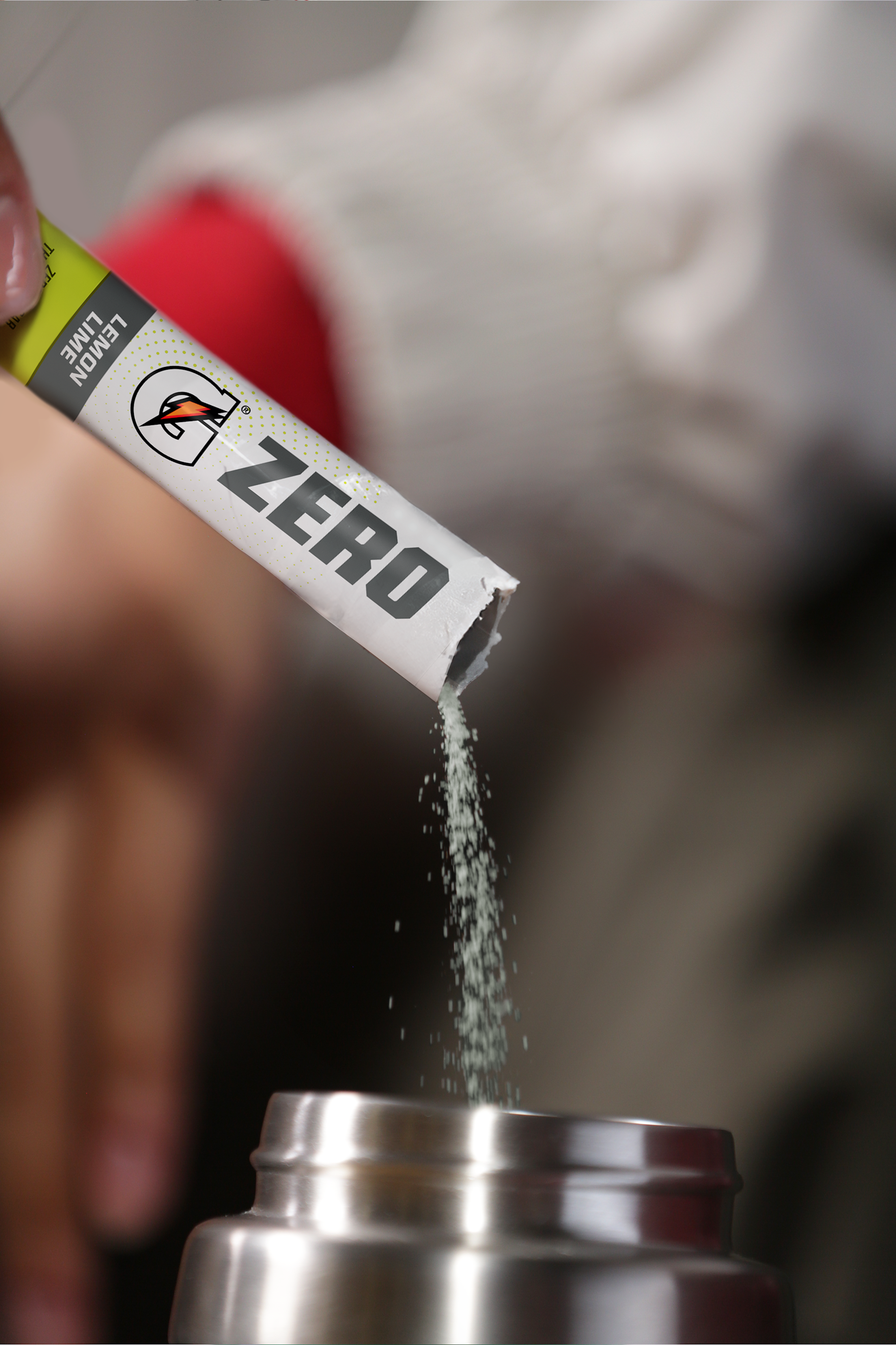gatorade zero lemon lime powder packet poured into bottle
