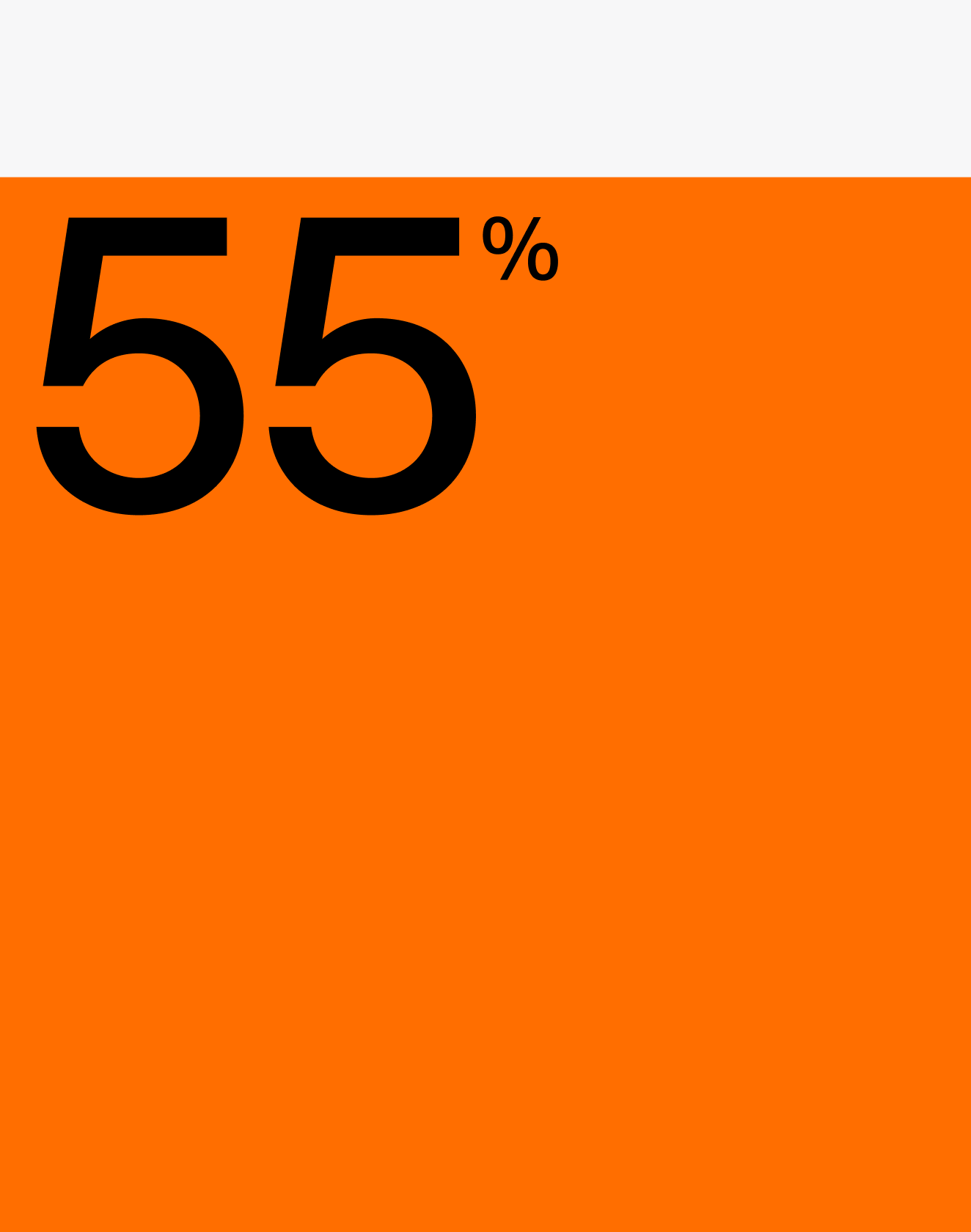Text over an orange bar reading "55%"