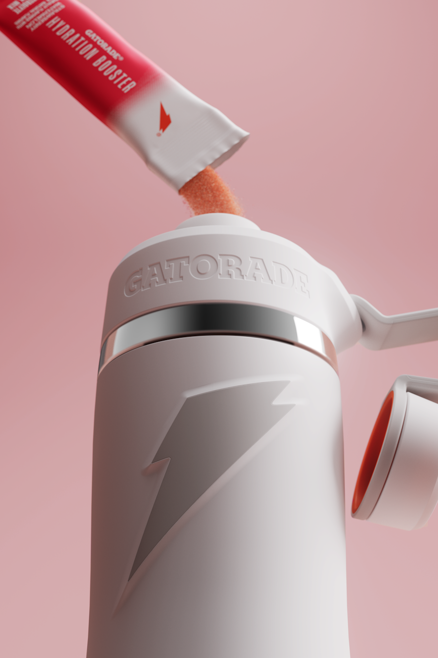 Hydration Booster being poured into a Gatorade bottle