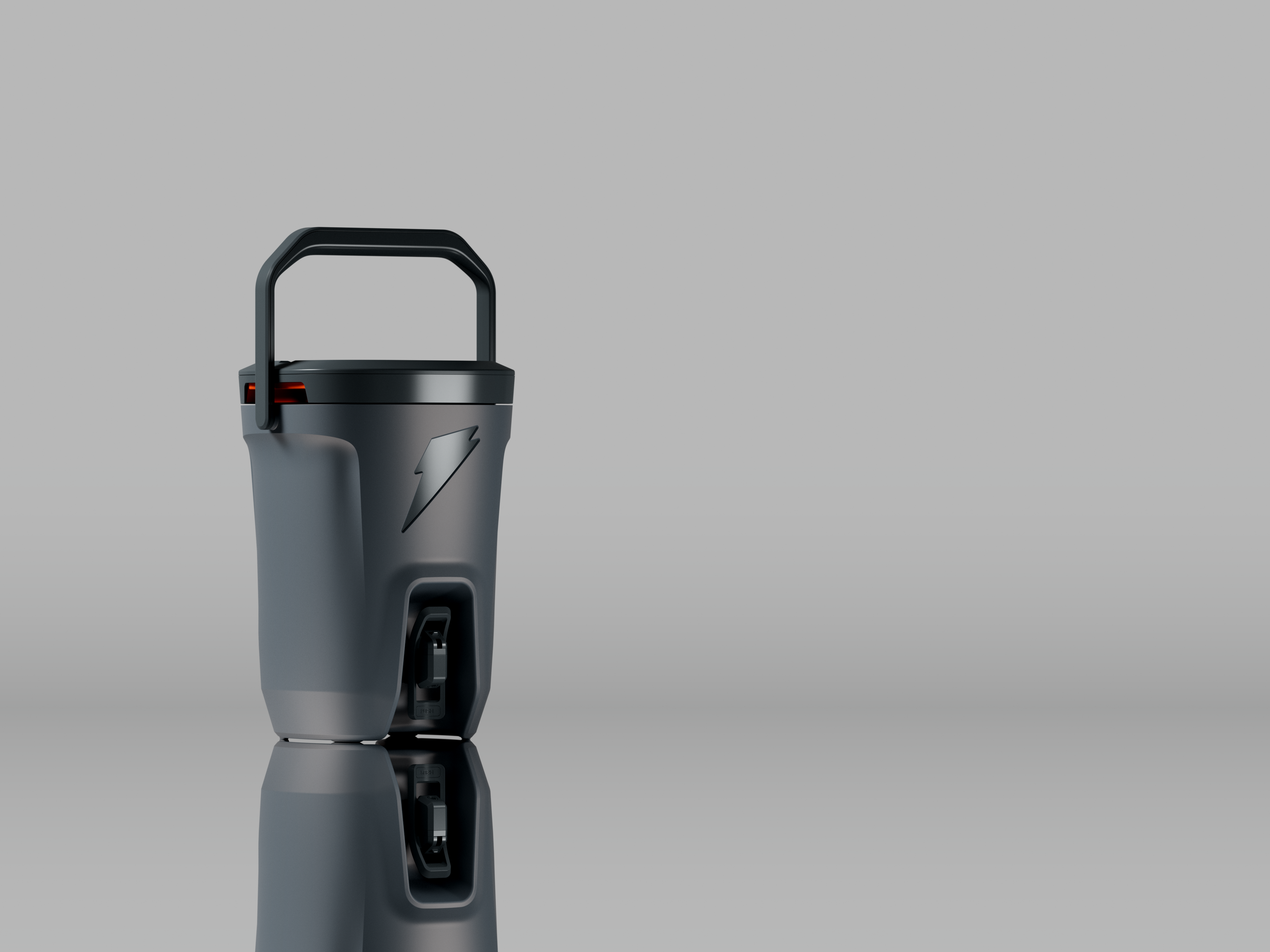 Grey 3 gallon cooler on grey background