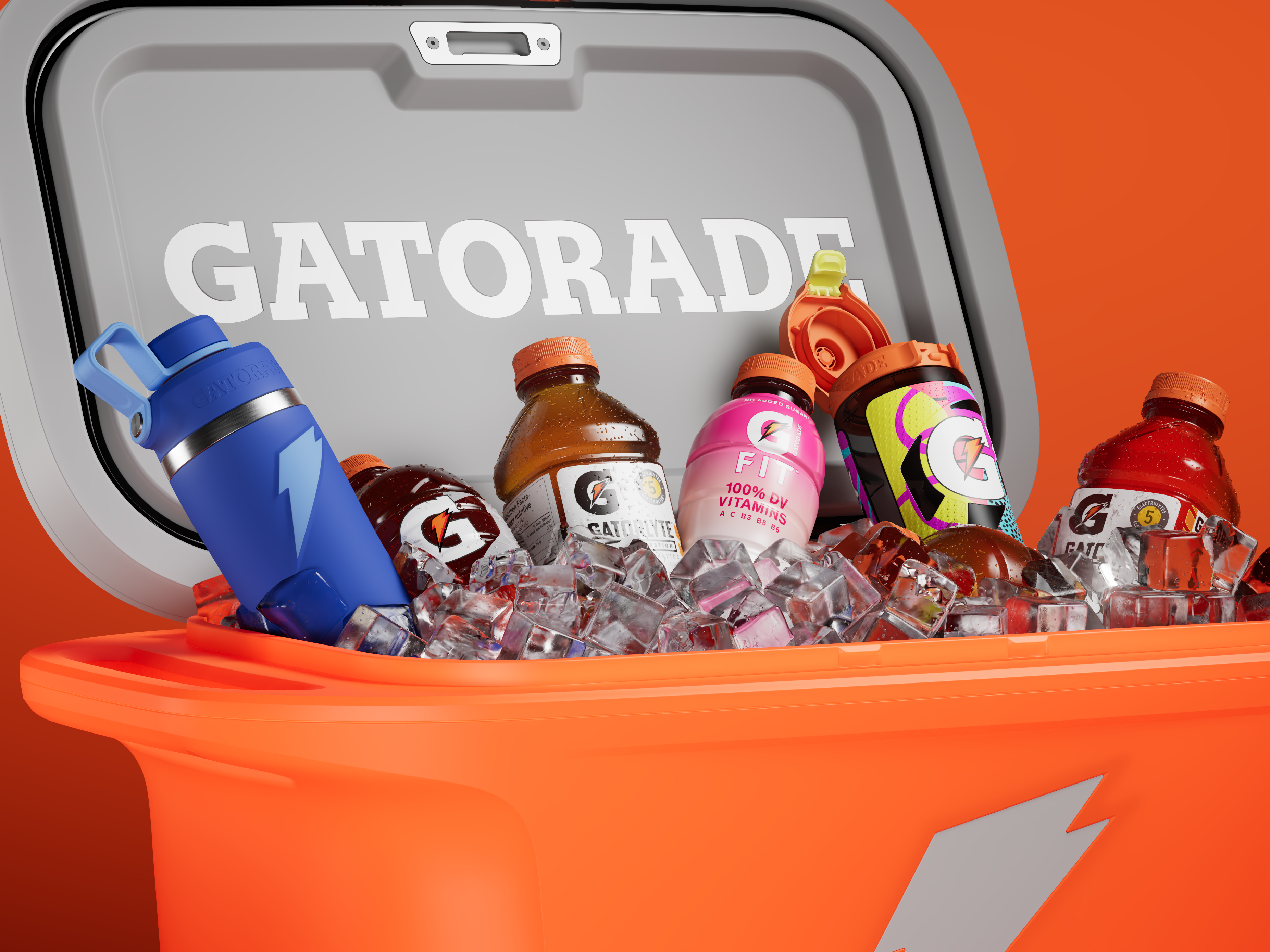 50 qt cooler with a variety of bottles and beverages