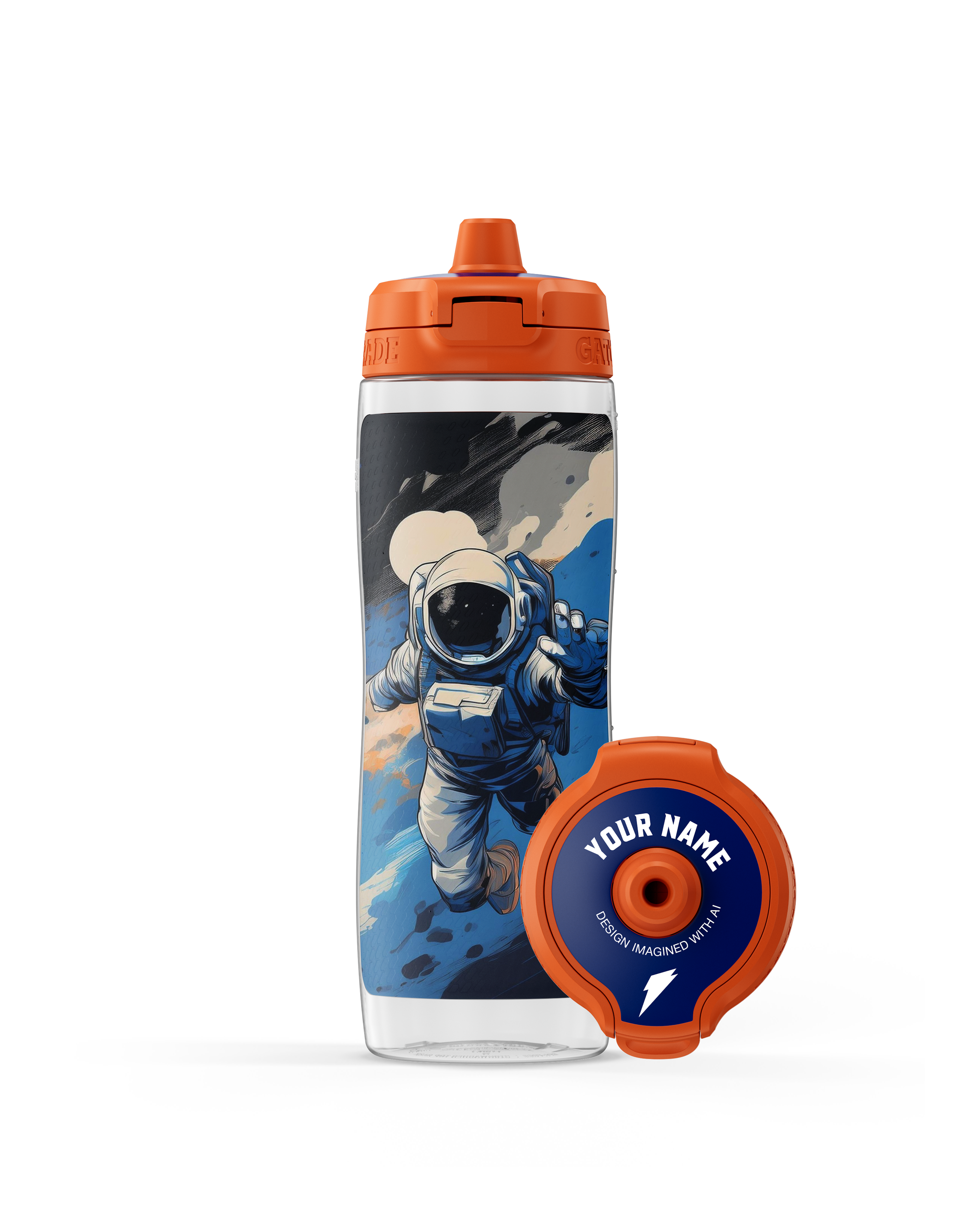 Squeeze Bottle: Imagined with AI with an astronaut design