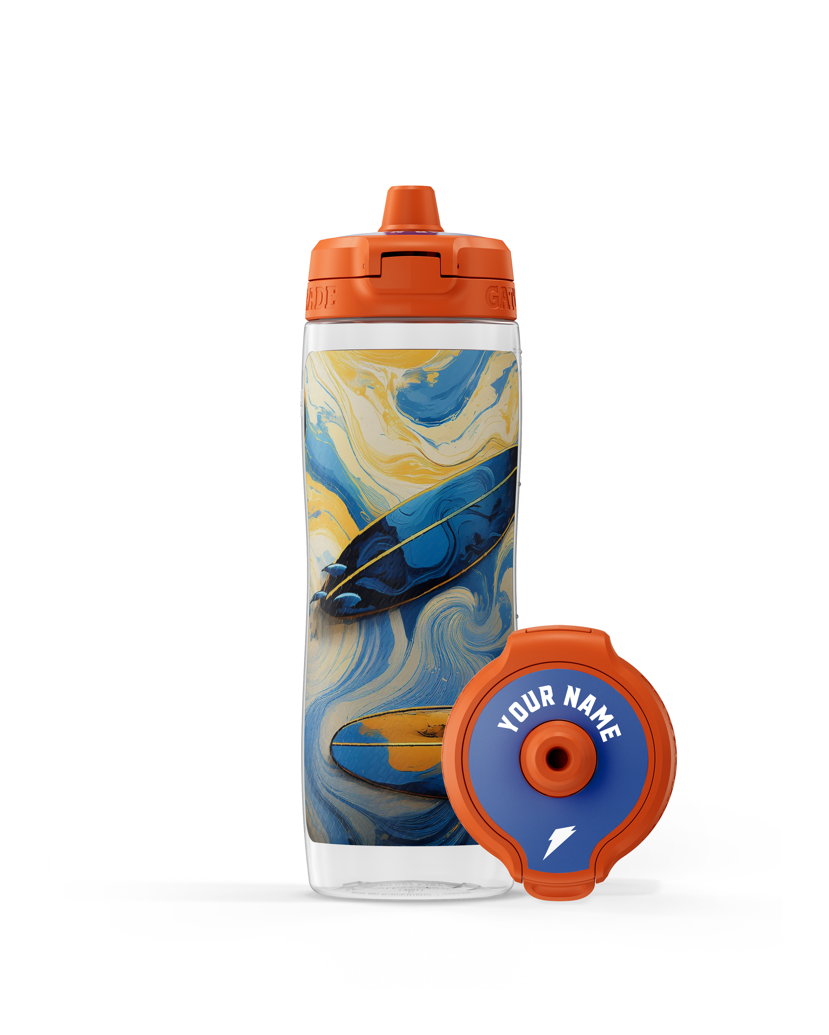 Gatorade AI bottle, surfboards
