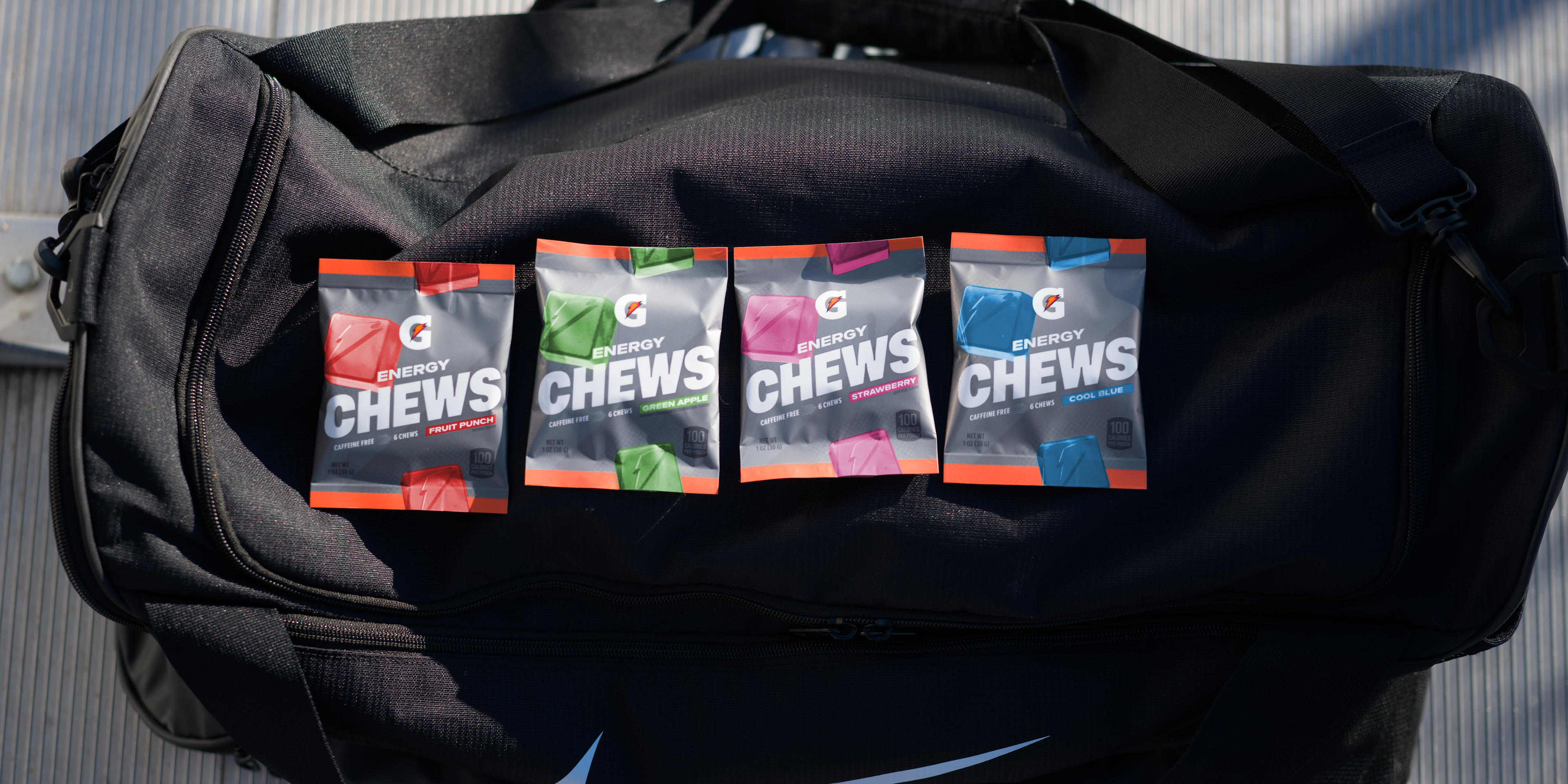 Gatorade chews in duffle bag