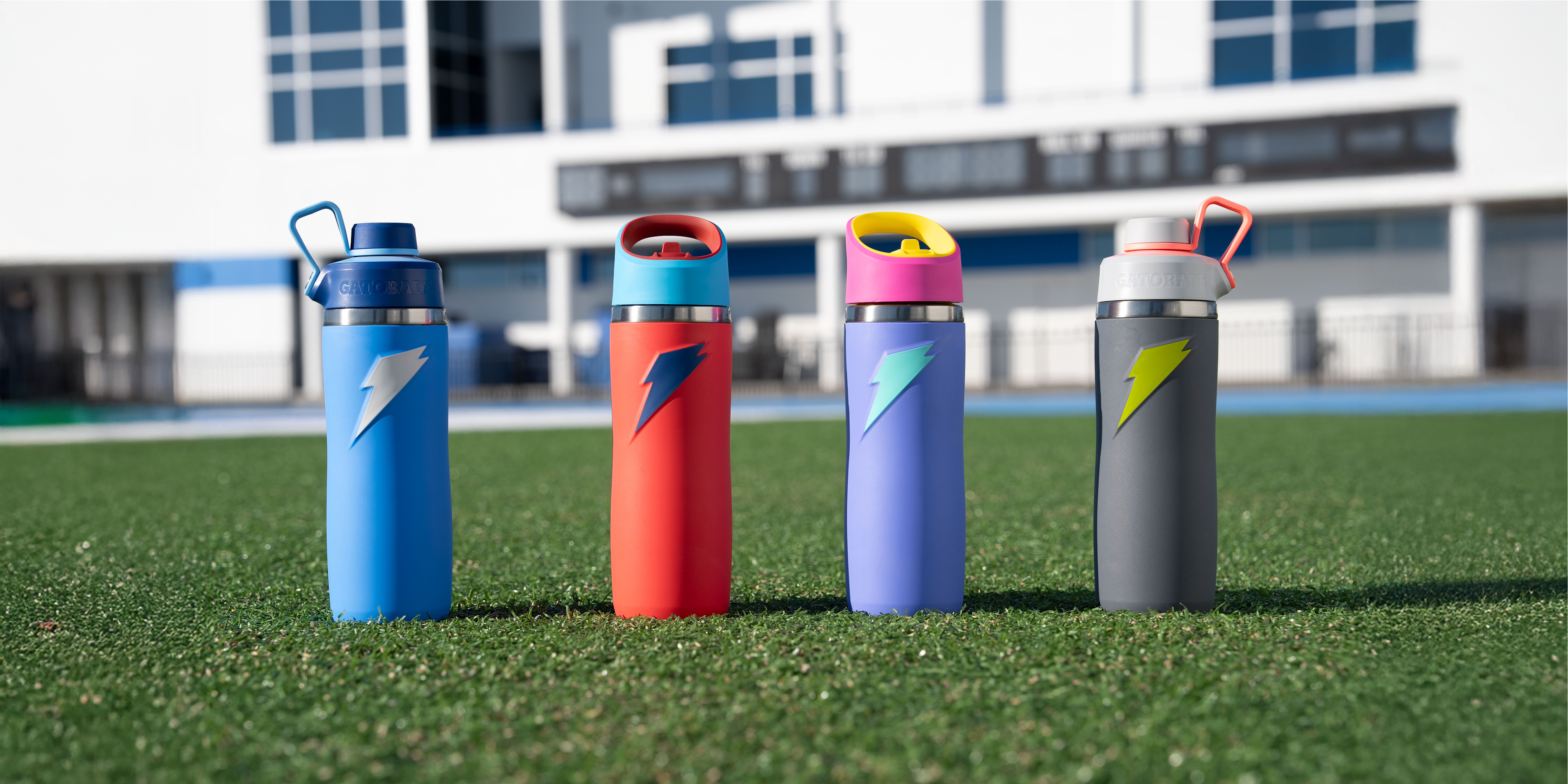 overtime colorblock bottles on a field