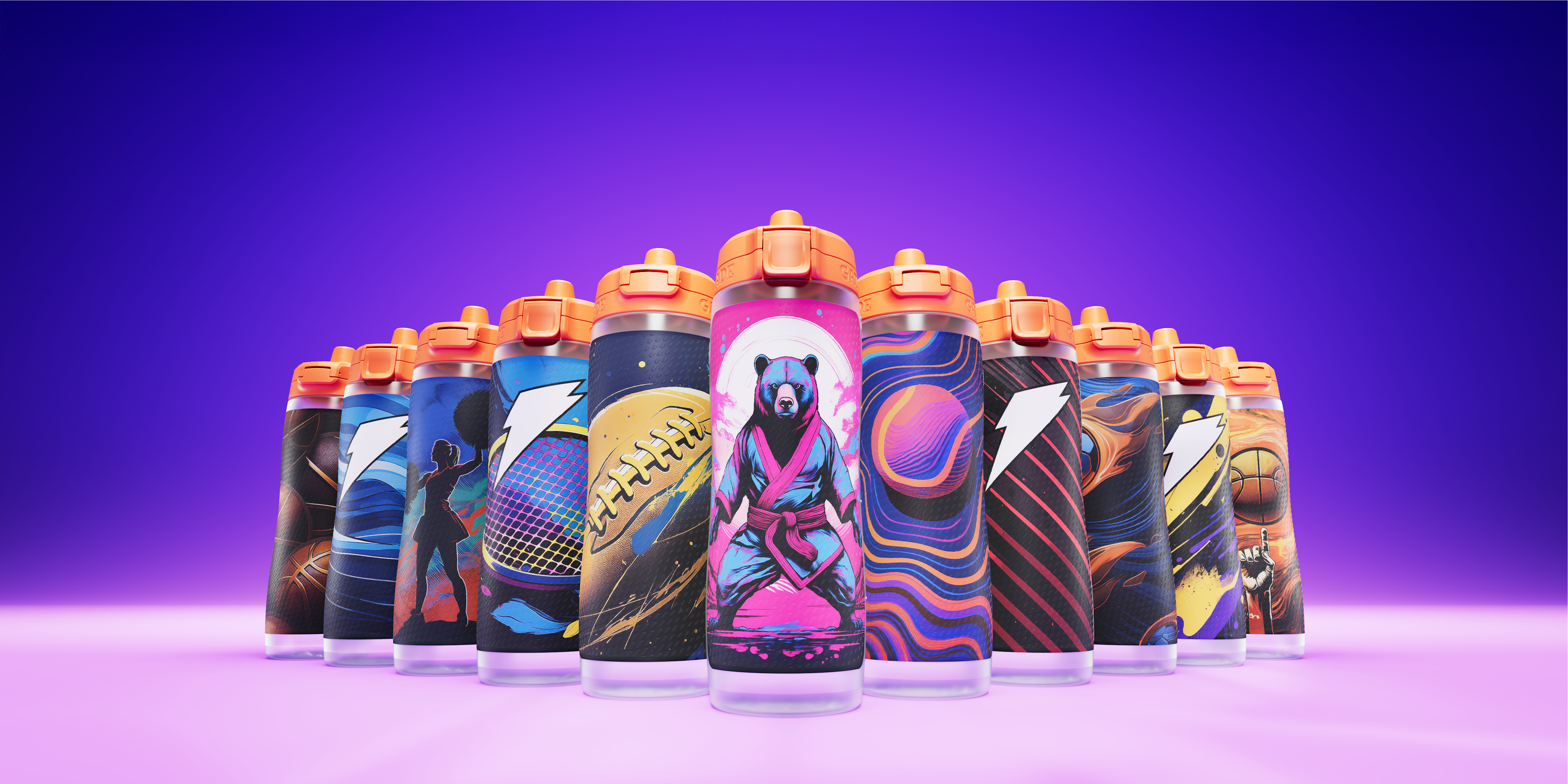 ai custom bottle designs in a row