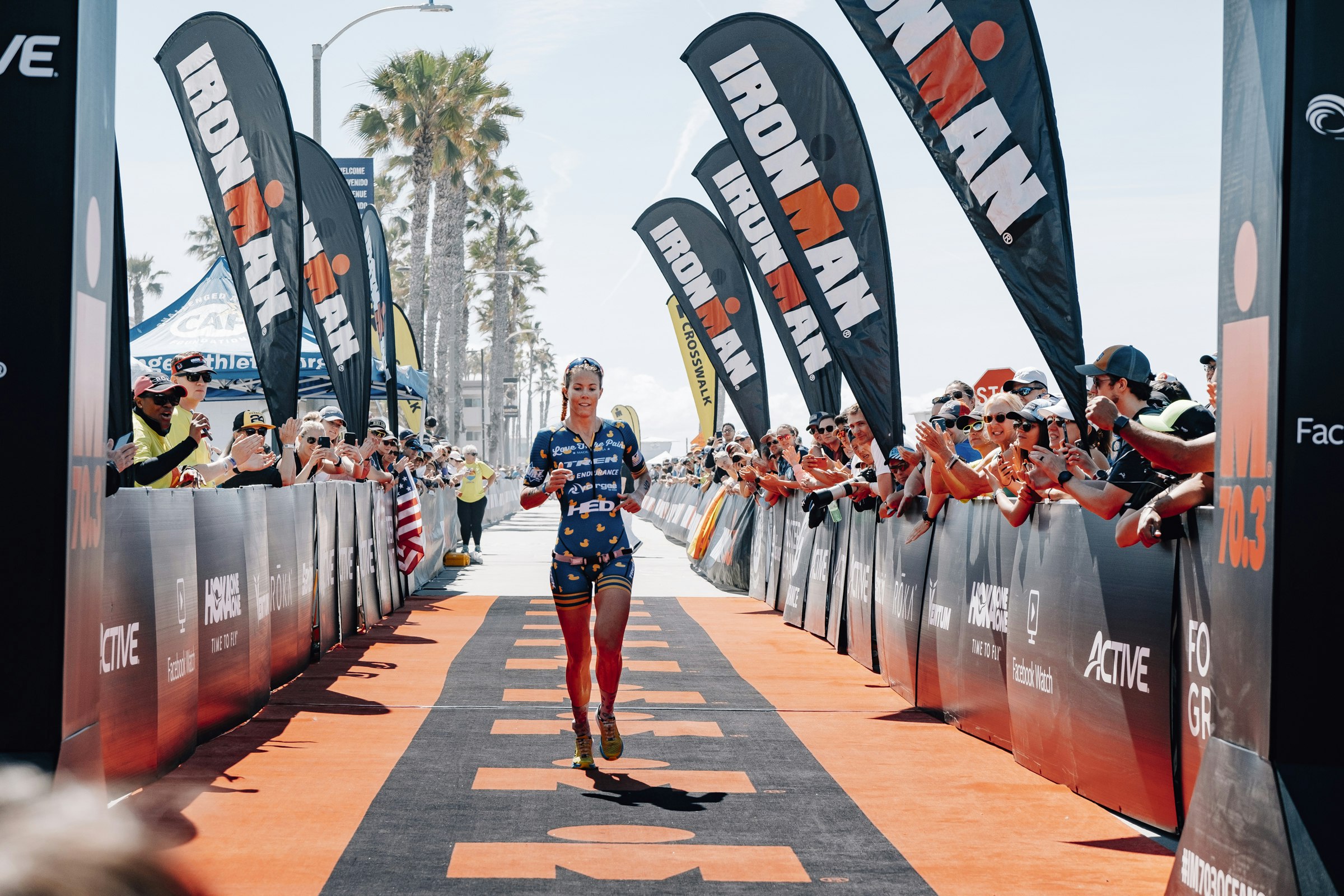 woman running iron man marathon