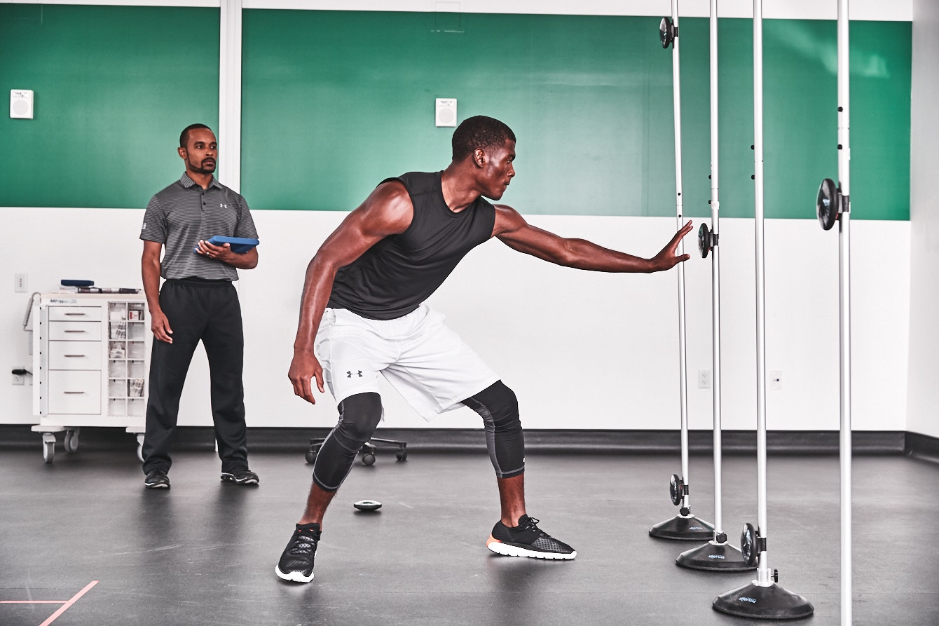 man doing reaction test