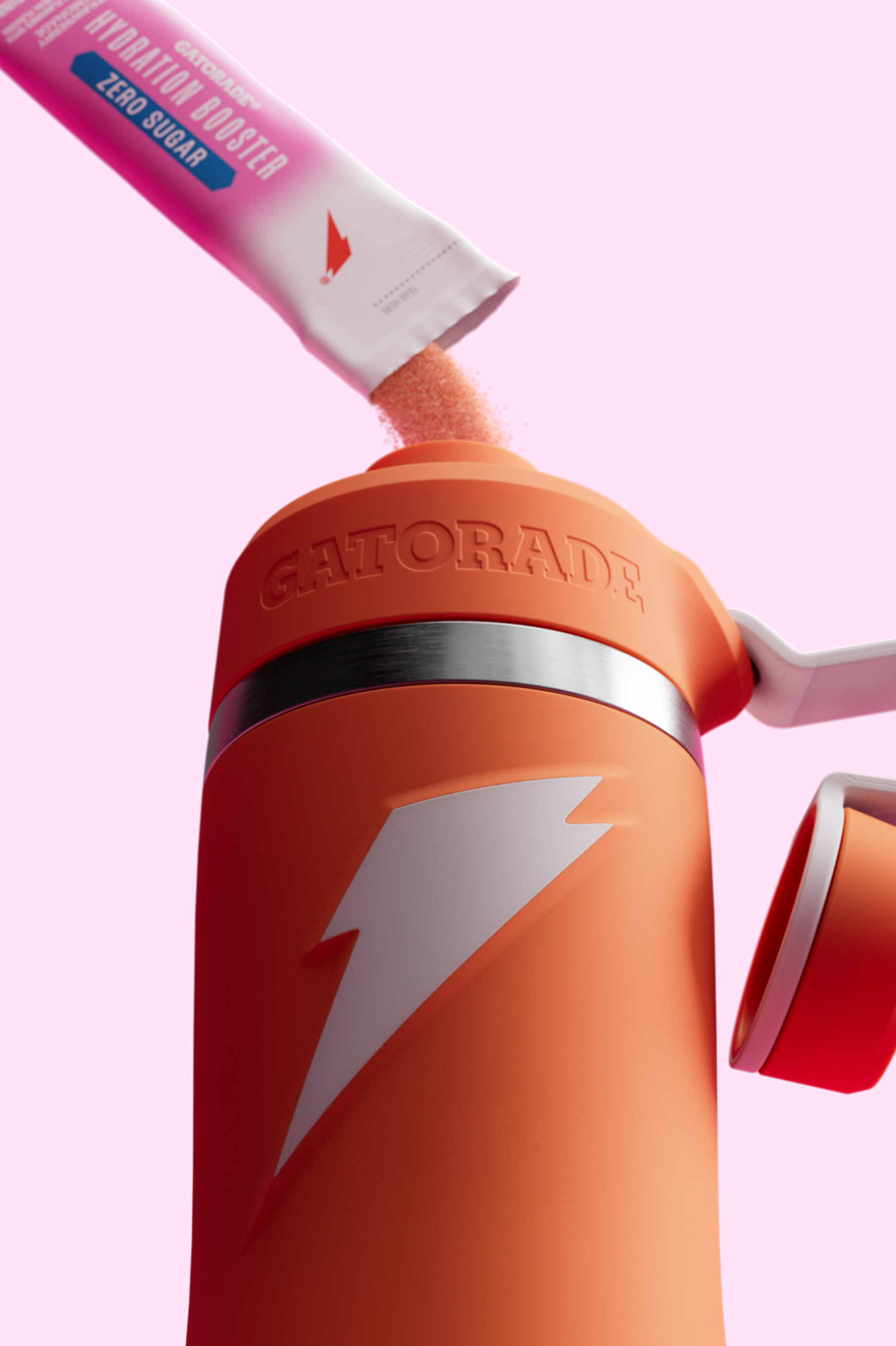 gatorade hydration booster zero sugar strawberry lemonade poured into overtime bottle