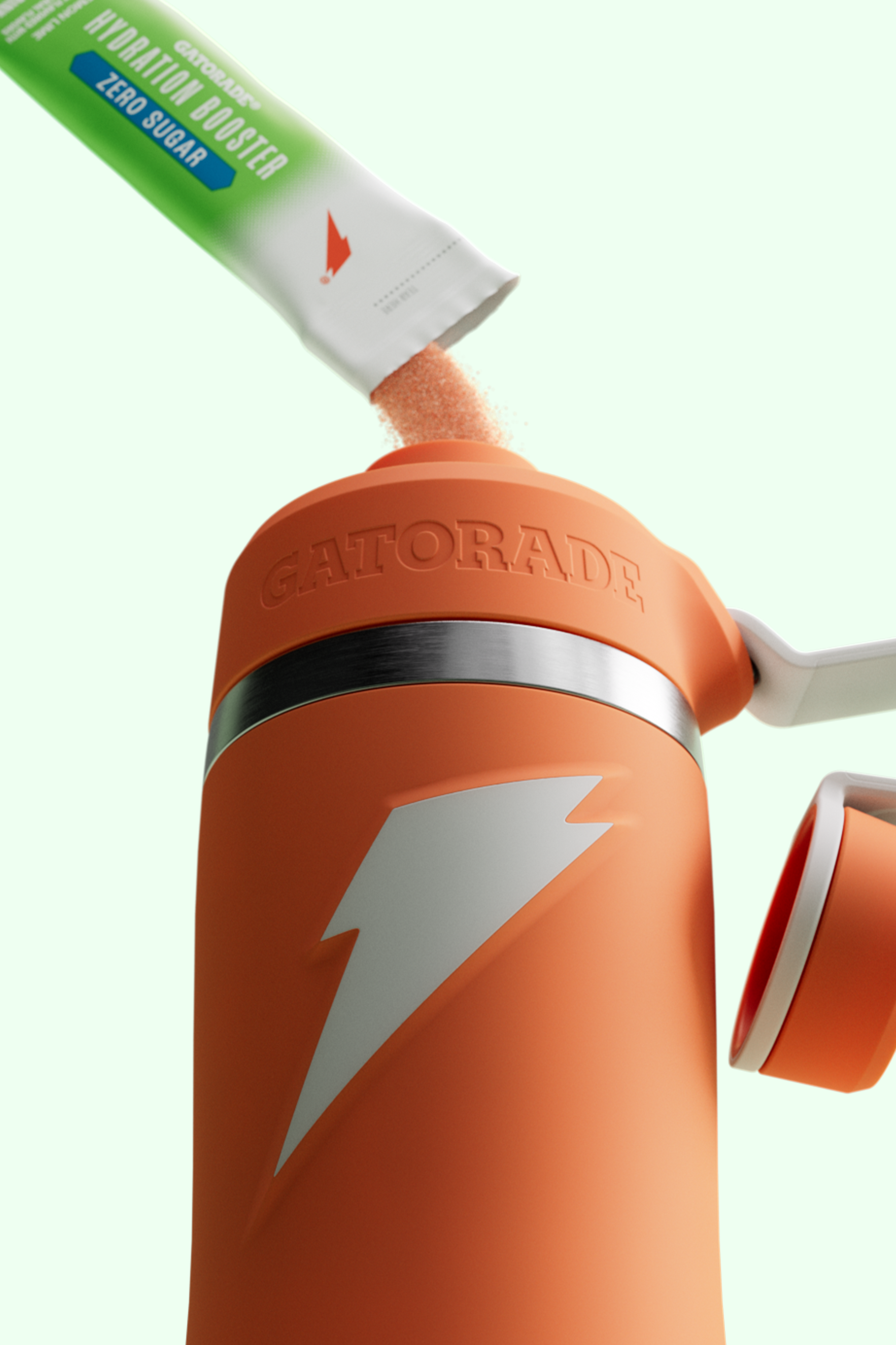 gatorade hydration booster zero sugar lemon lime poured into overtime bottle