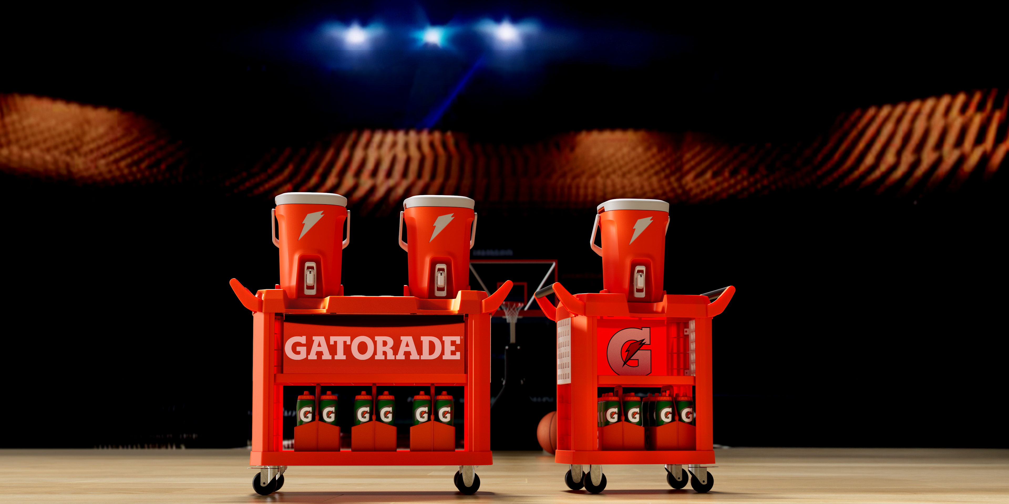 single and double cooler carts on court