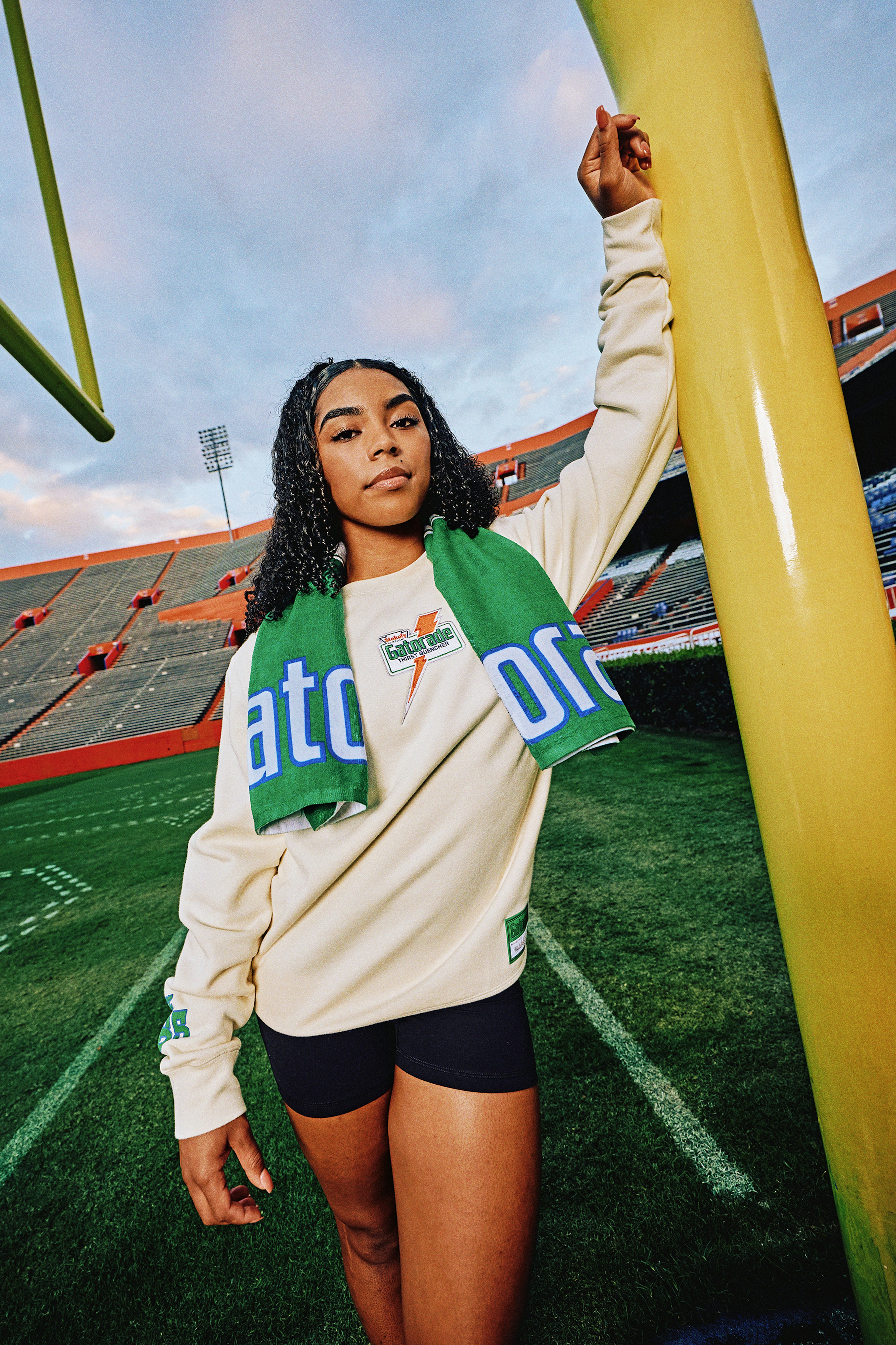 Gatorade x Mitchell & Ness crewneck and towel on athlete