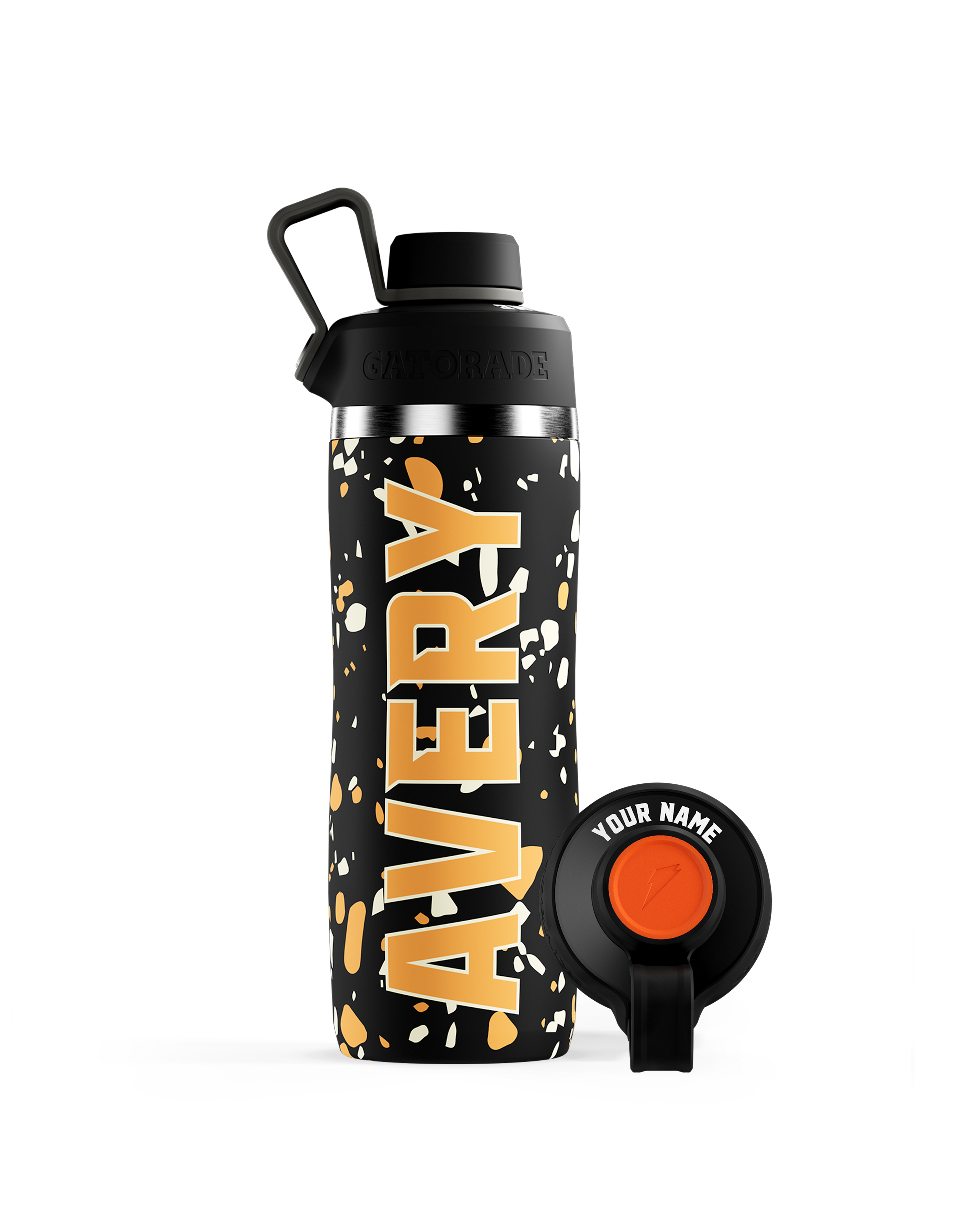custom stainless steel bottle black base black lid