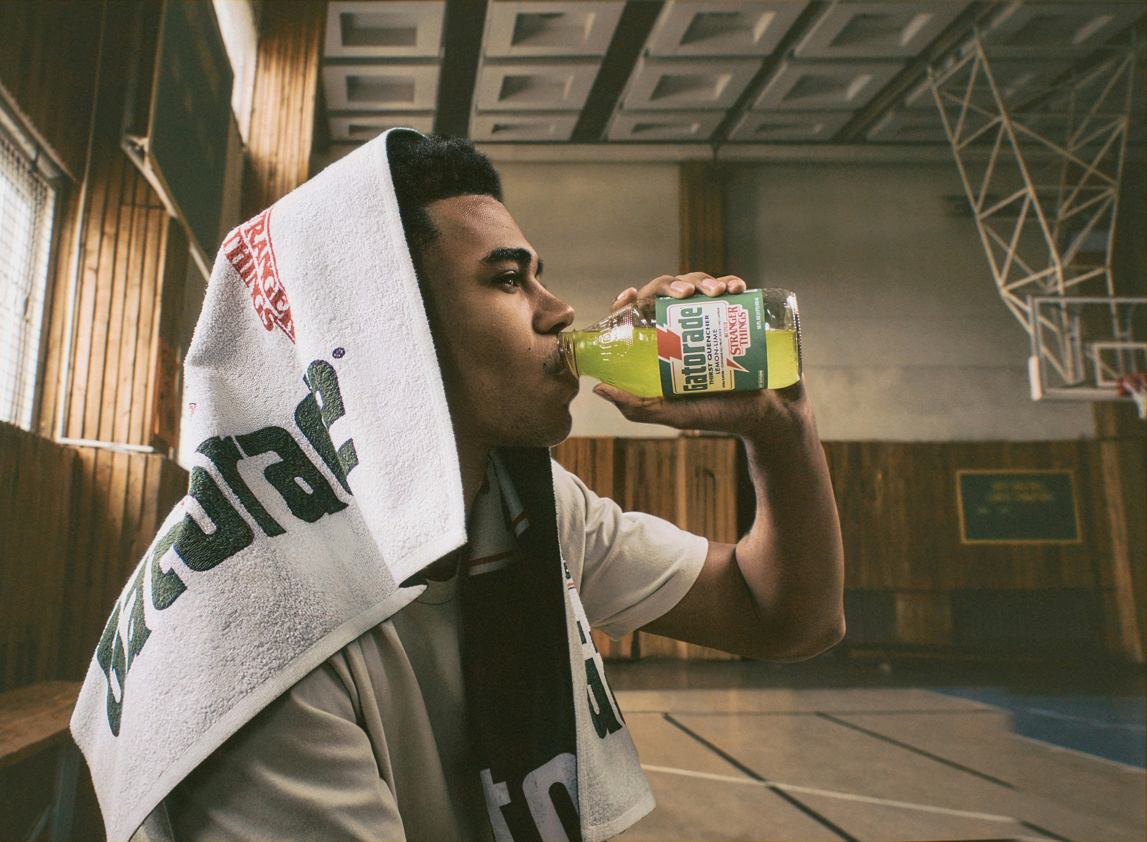 Gatorade x Stranger Things 1987 Hawkins Capsule drop Athlete in gym