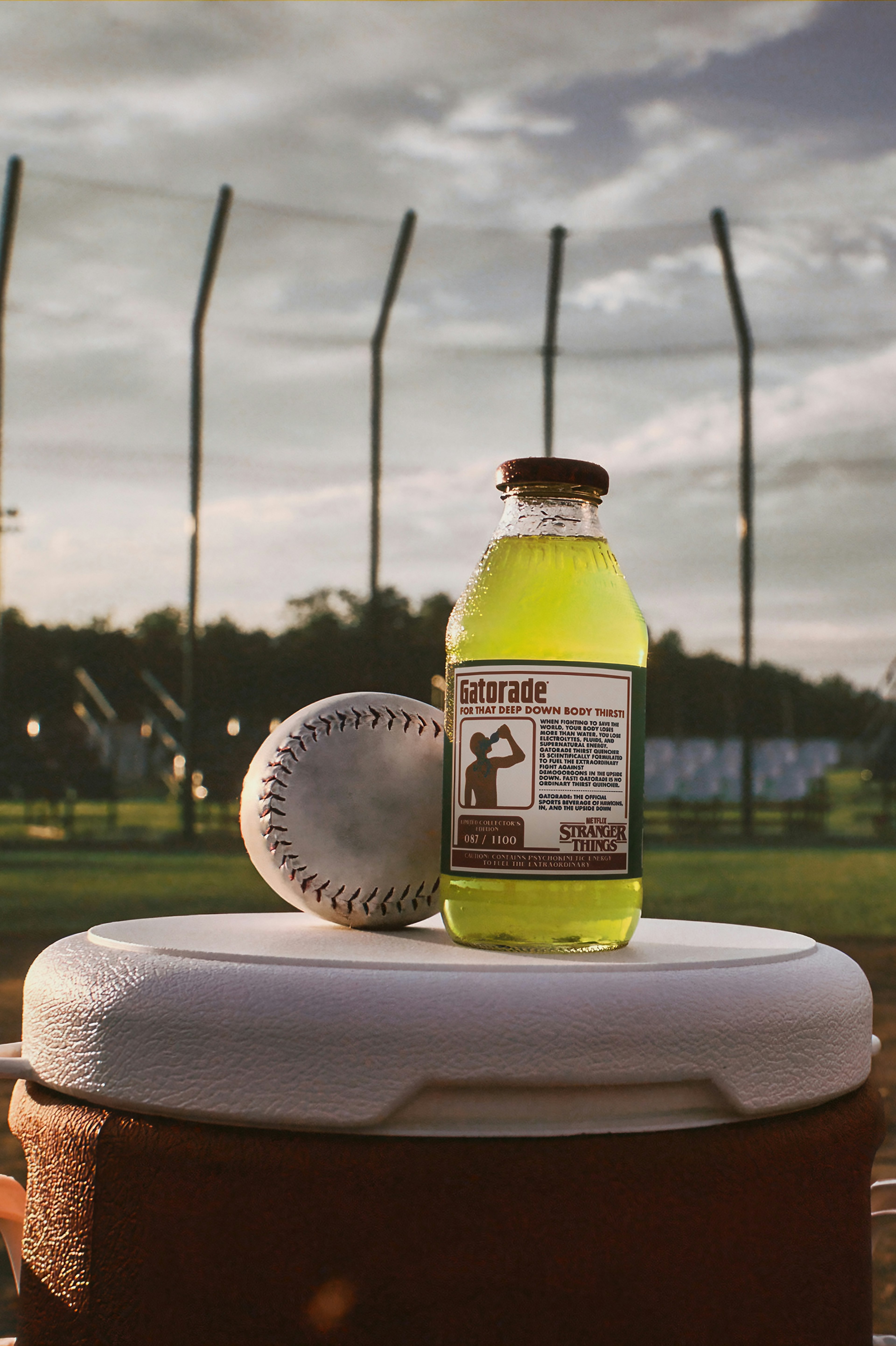 stranger things glass bottle with baseball