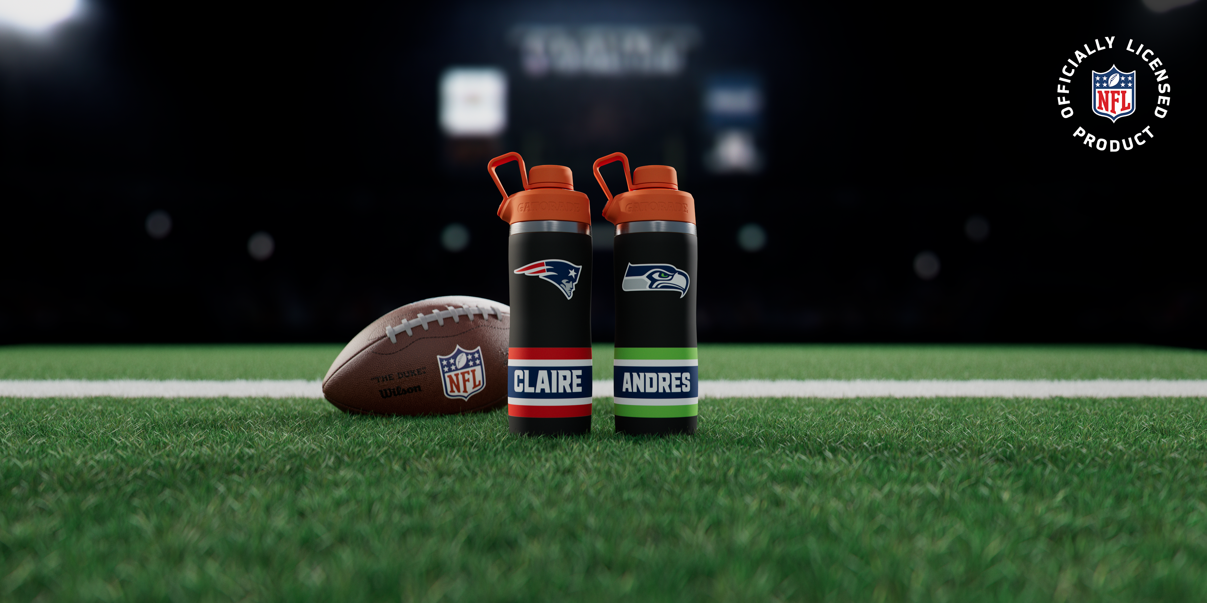 super bowl nfl new england patriots and seattle seahawks custom stainless steel bottles