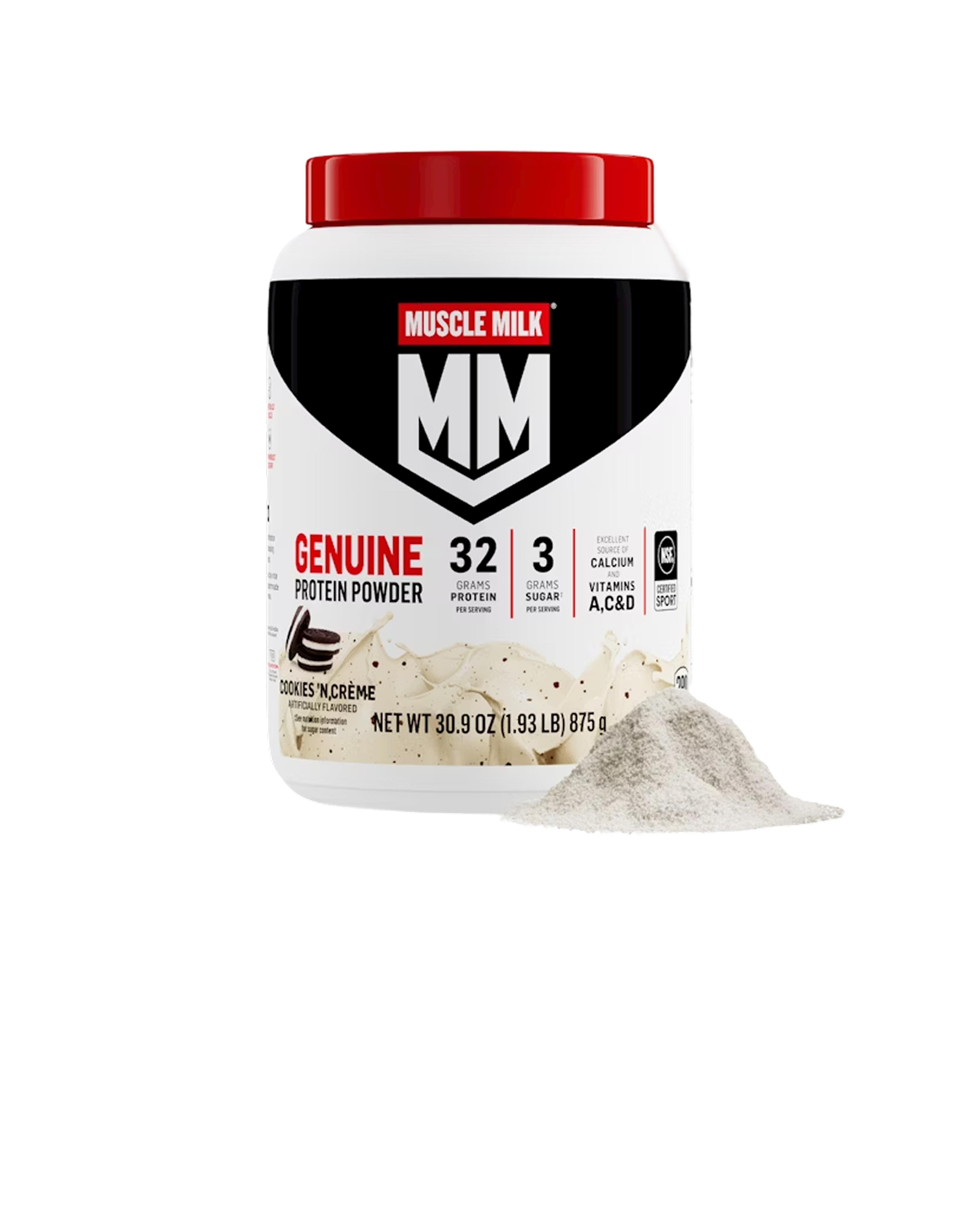 canister of muscle milk protein powder