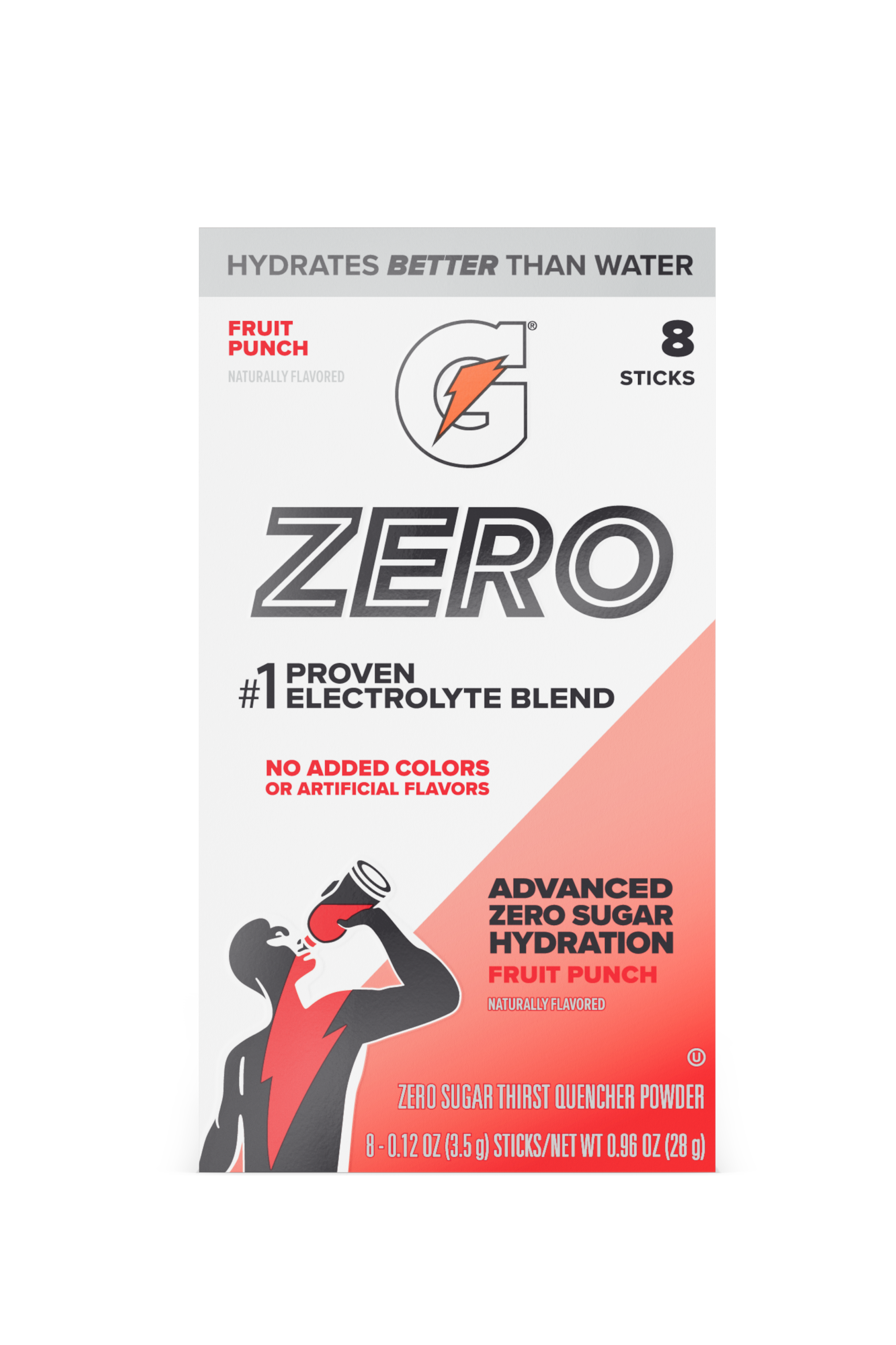 Gatorade Zero Single Serve Powder Fruit Punch packaging
