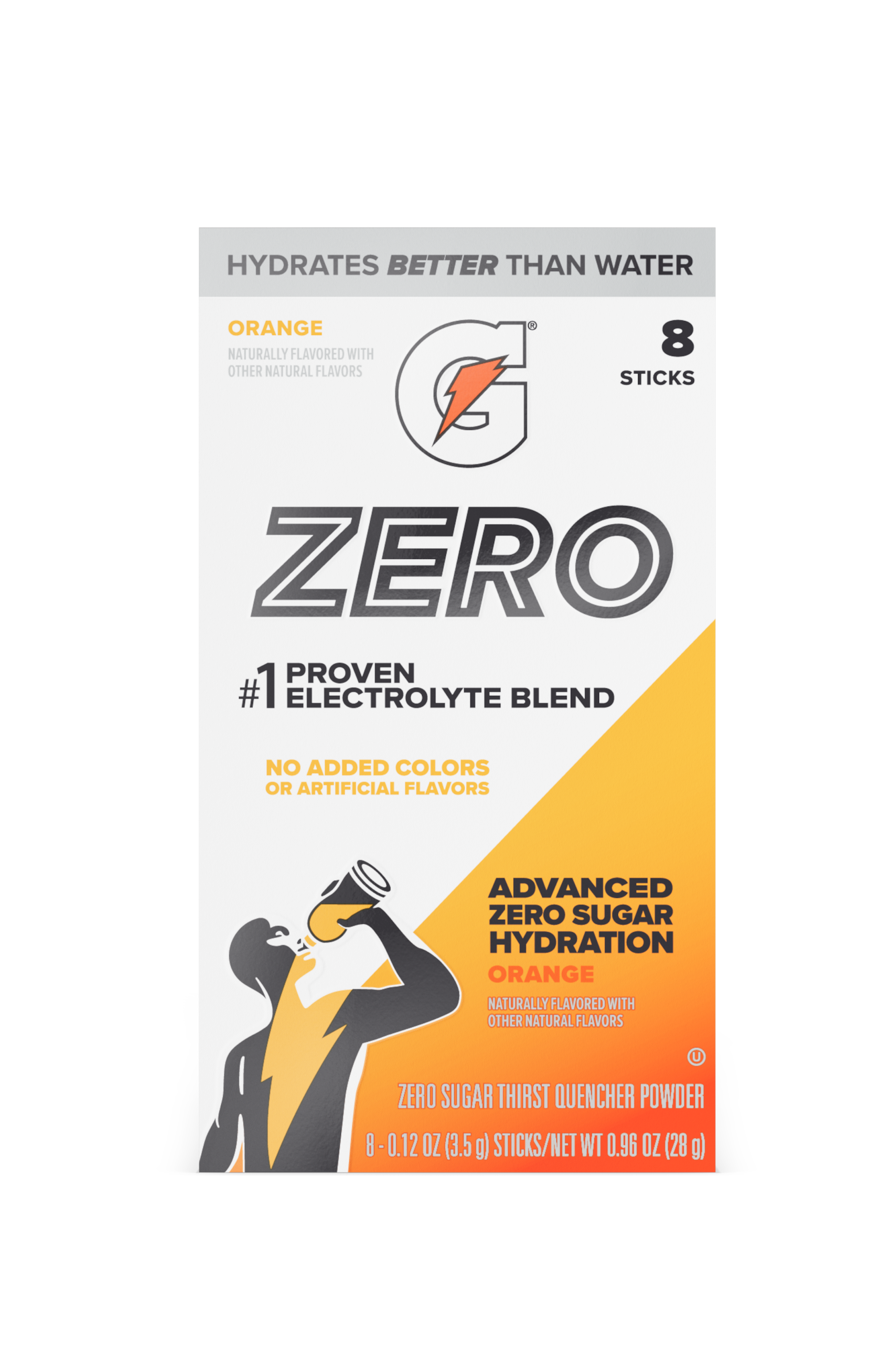 Gatorade Zero Single Serve Powder Orange packaging