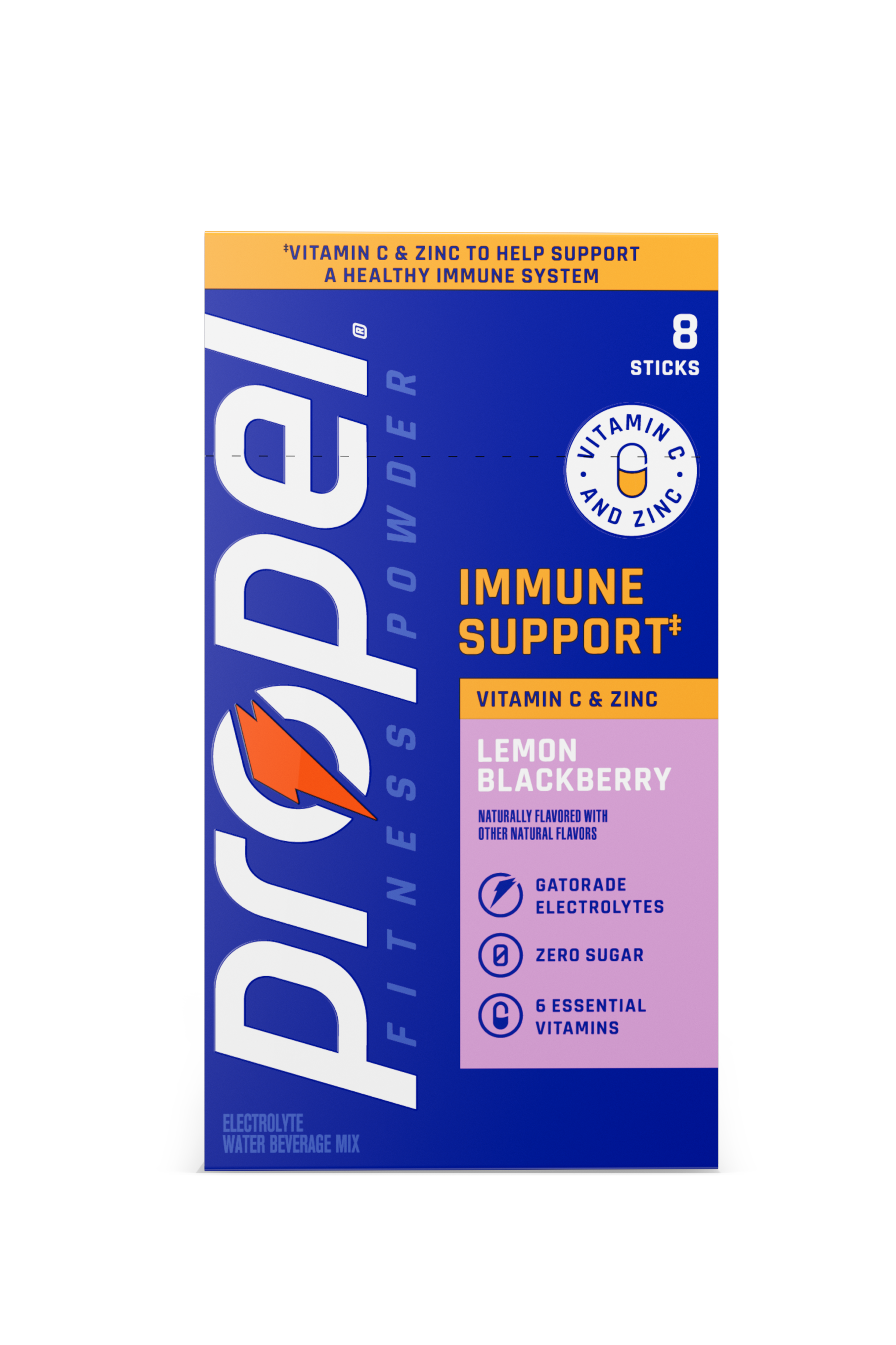 propel immune support single serve powder lemon blackberry packaging