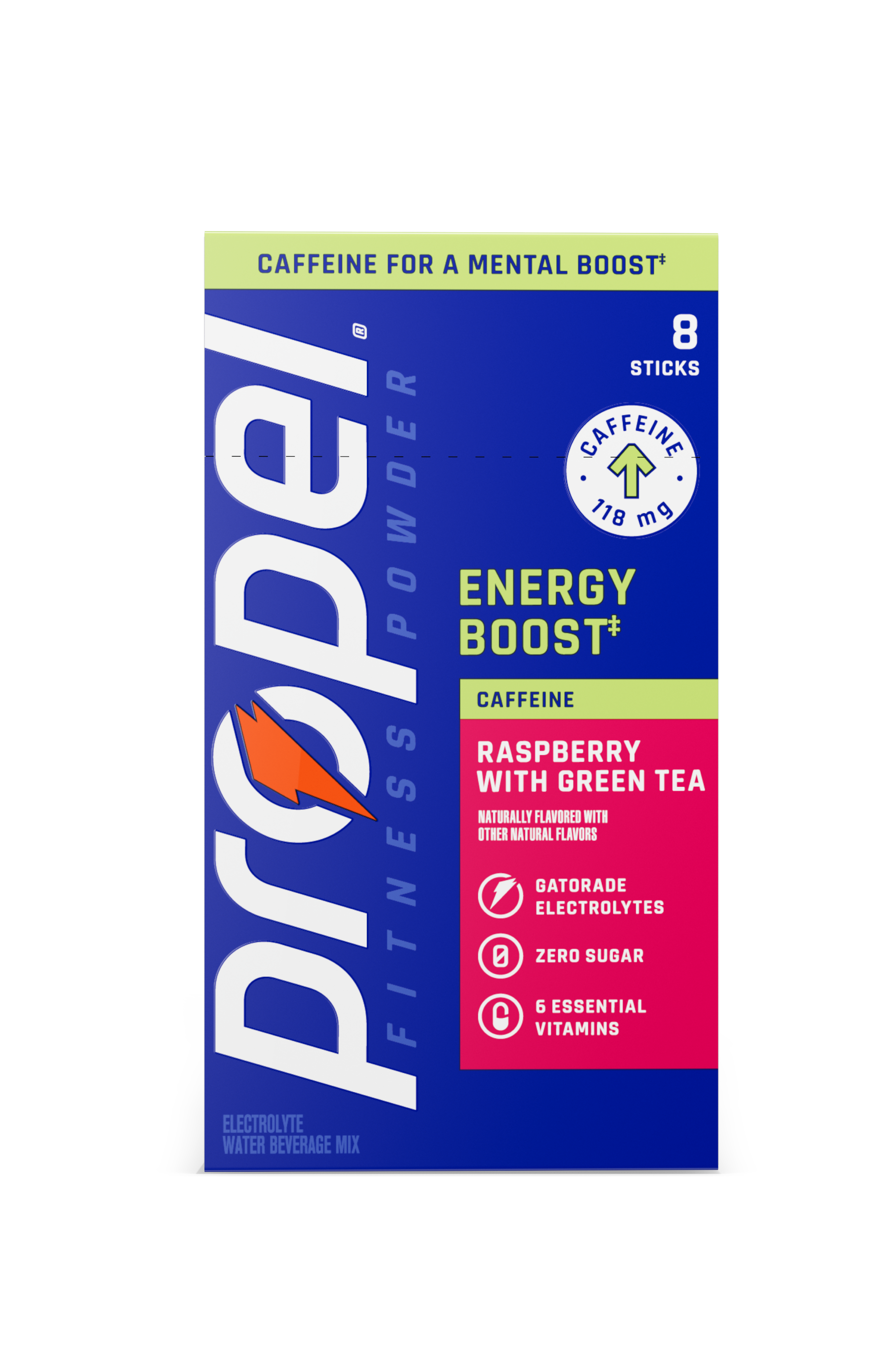 propel energy boost single serve powder raspberry with green tea