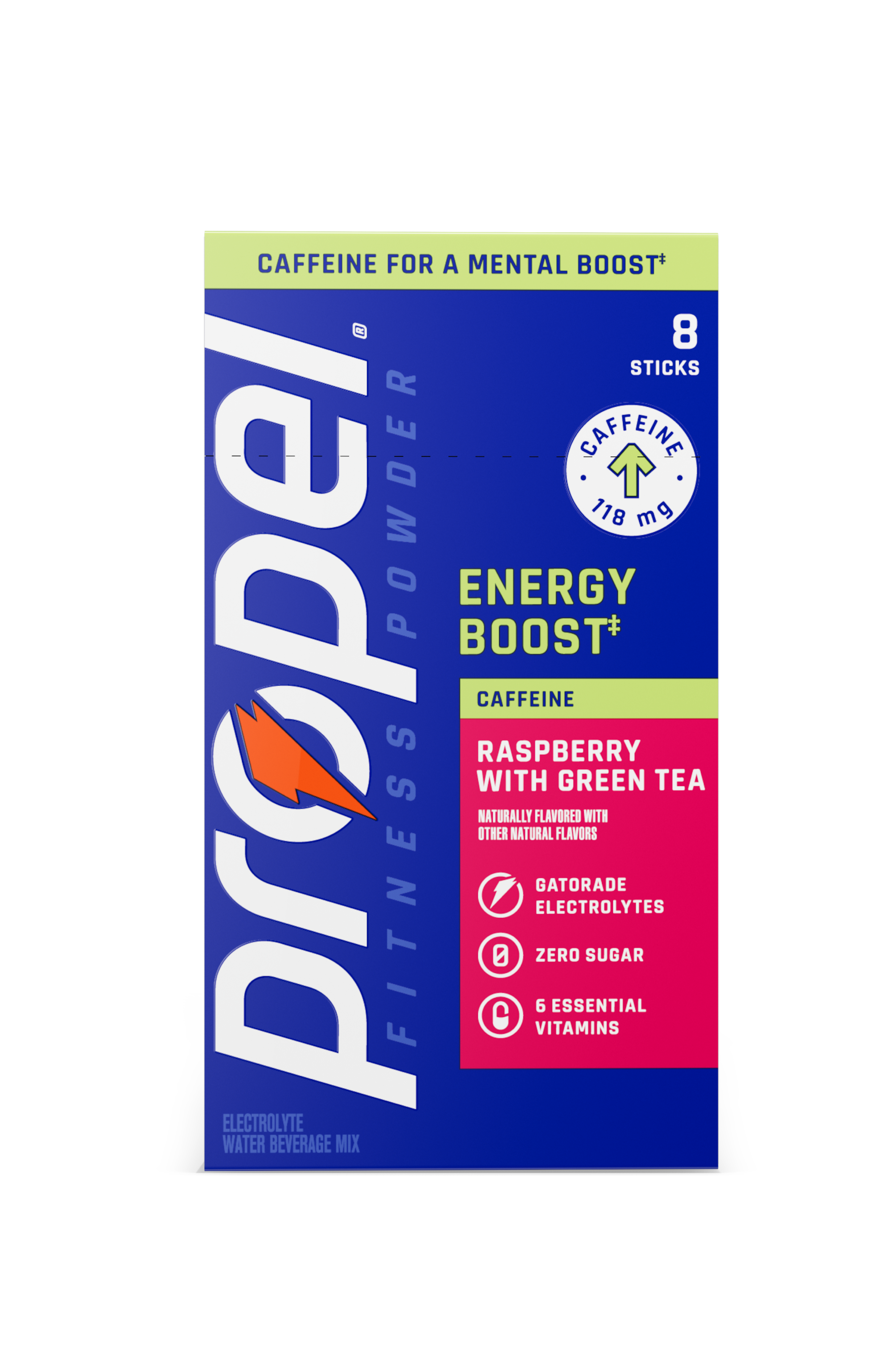 propel energy boost single serve powder raspberry with green tea