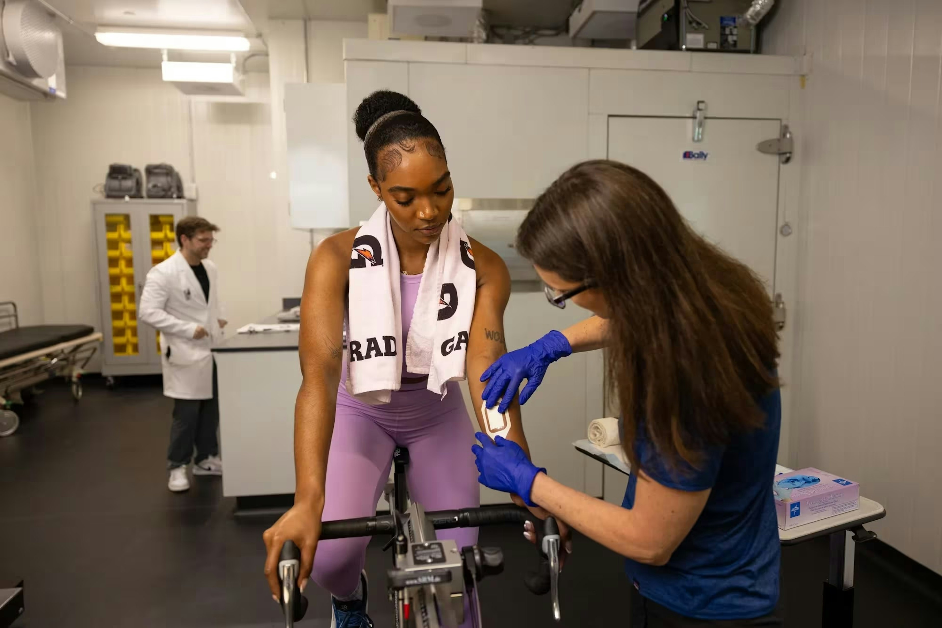 woman on bike being tested at gssi