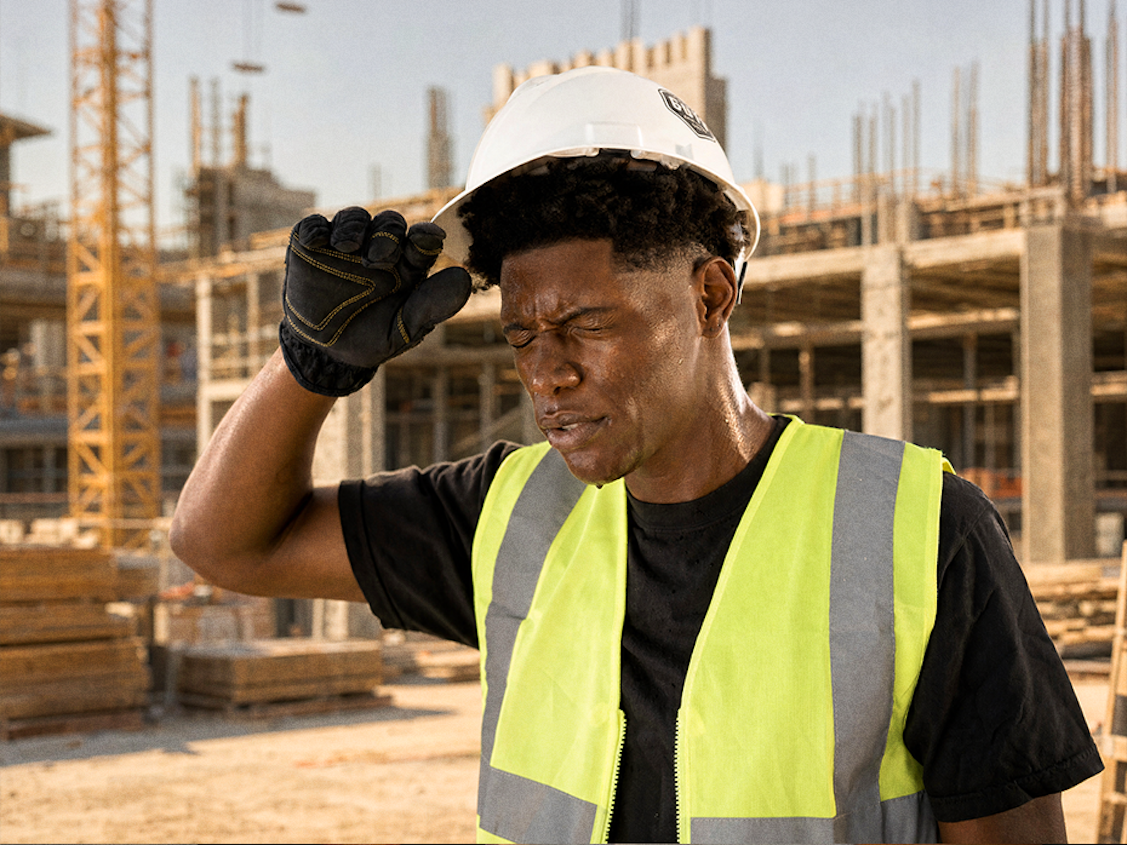 construction worker sweating