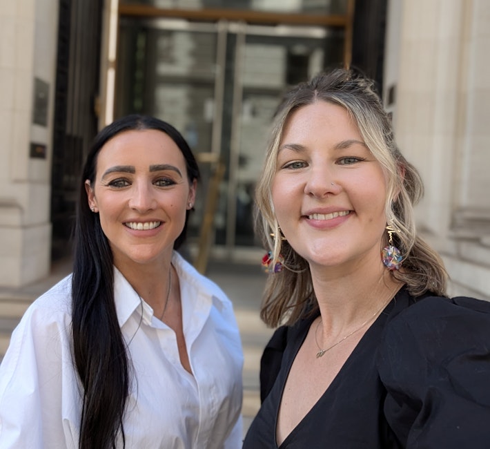 Rebecca King and Kate Clegg attend a skills roundtable