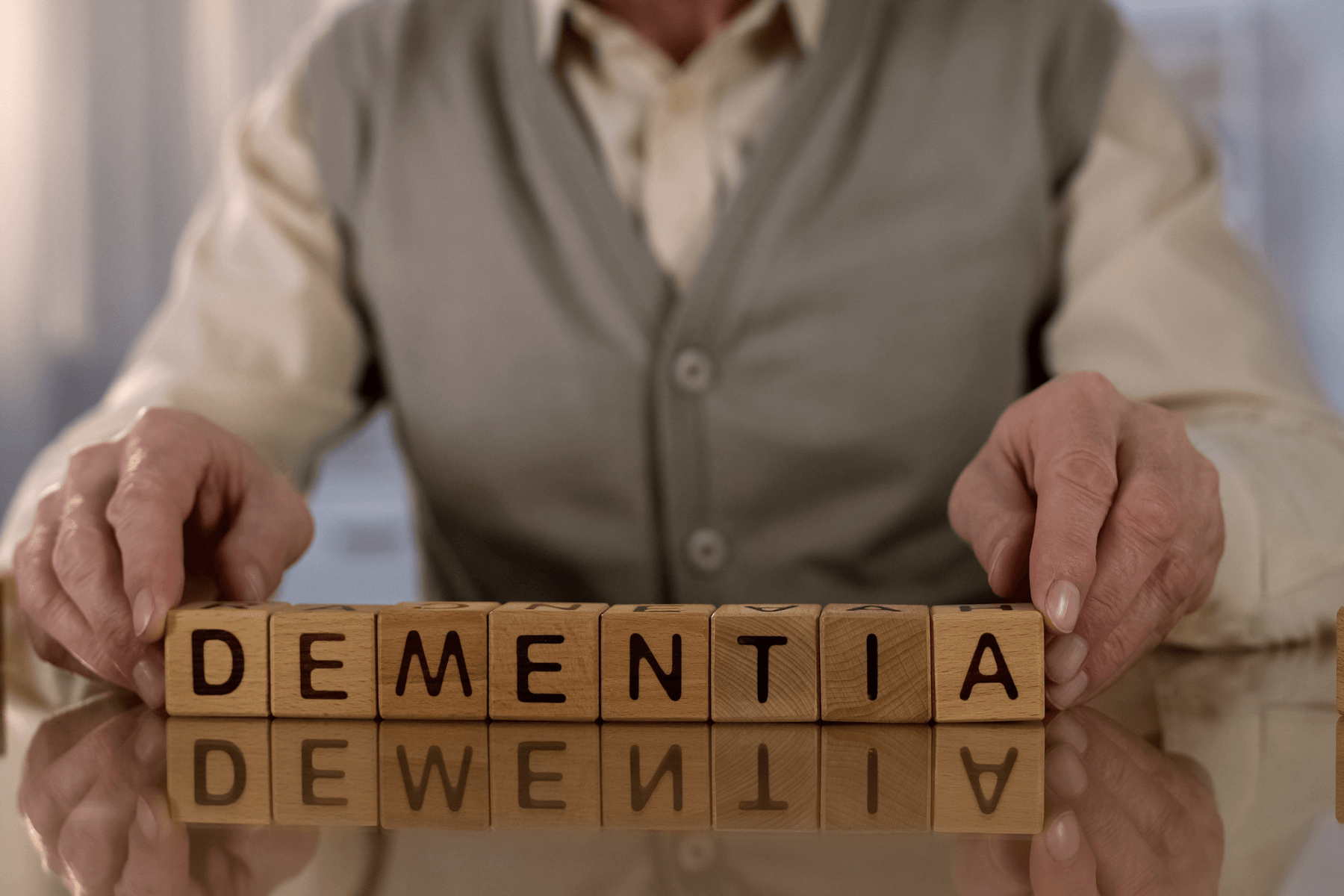 lettered blocks that spell out dementia