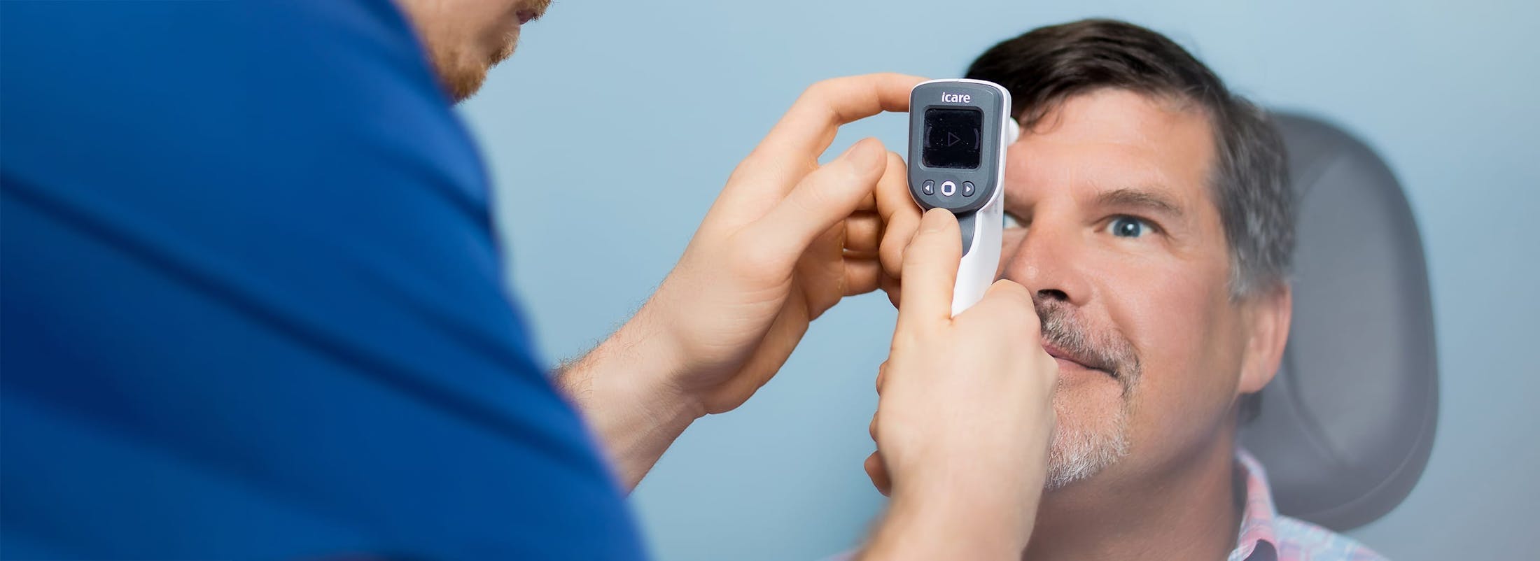 Patient receiving eye allergy exam