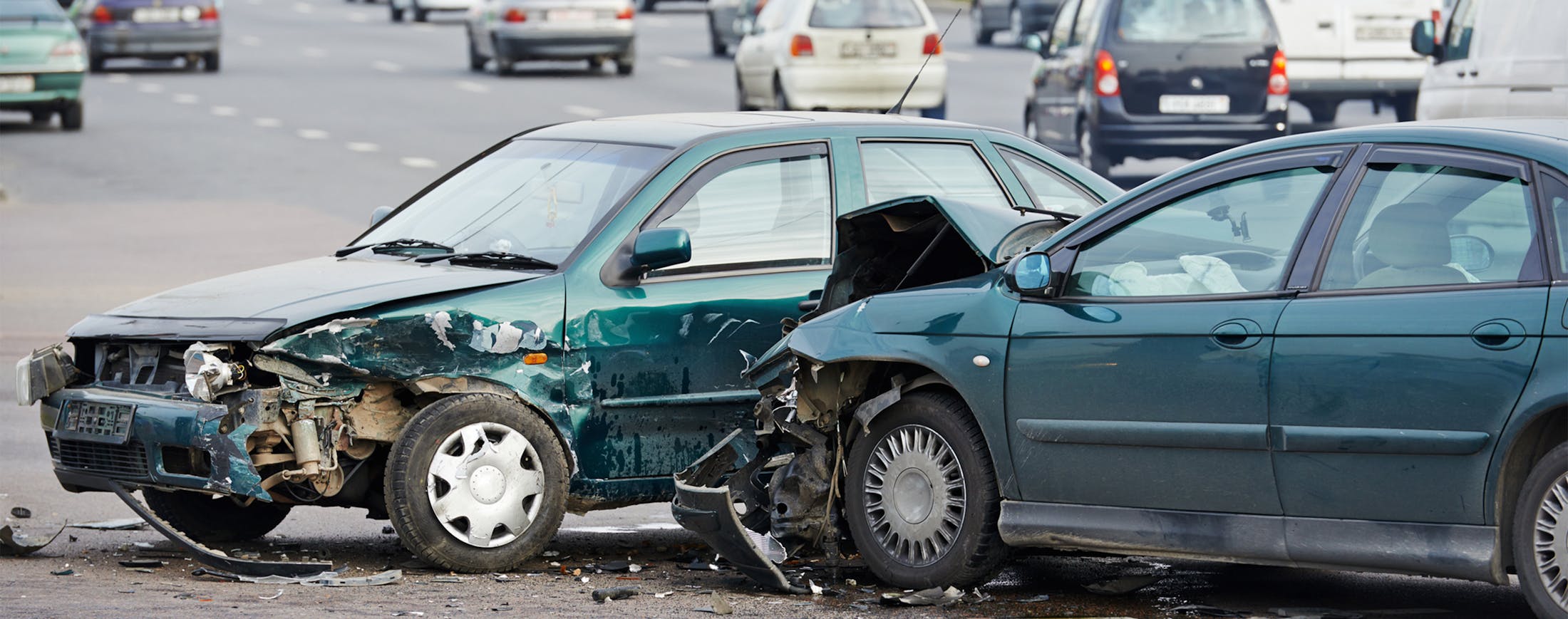 Image of Two Cars that Collided - Motor Vehicle Accident Banner