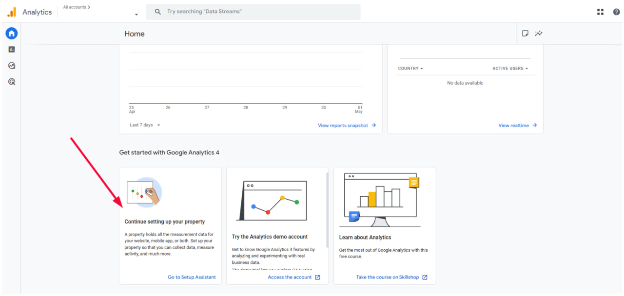 creating a new Google Analytics account