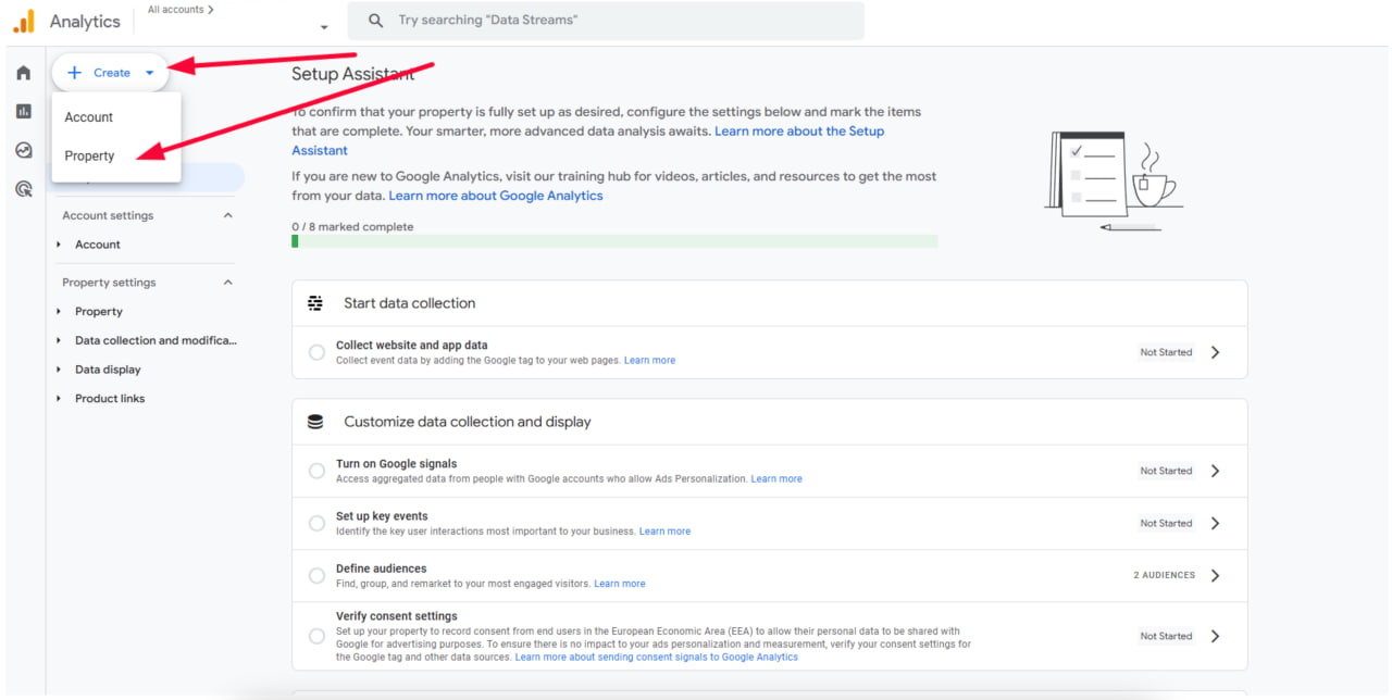 new Google Analytics account