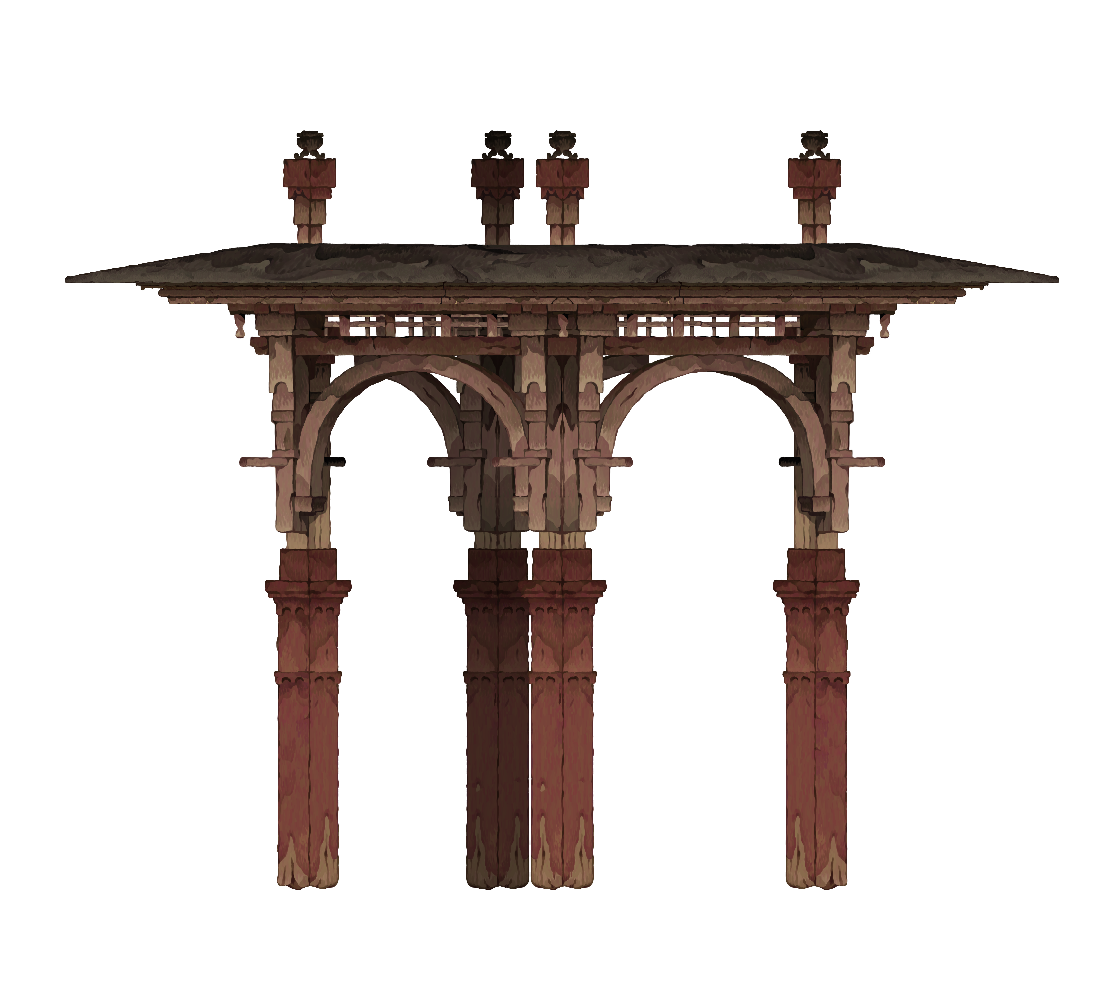 A structure with four pillars and a roof