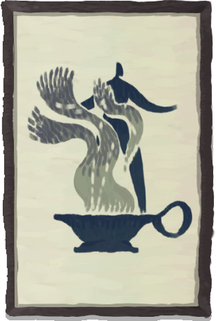 A silhouette of a person standing behind a cup of smoking hot tea