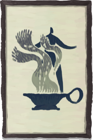 A silhouette of a person standing behind a cup of smoking hot tea