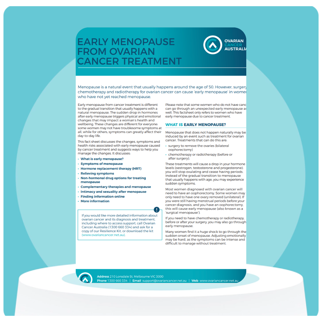 Early menopause from ovarian cancer treatment