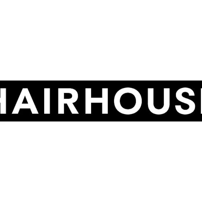 Hairhouse logo. A black rectangle with the word Hairhouse in white.