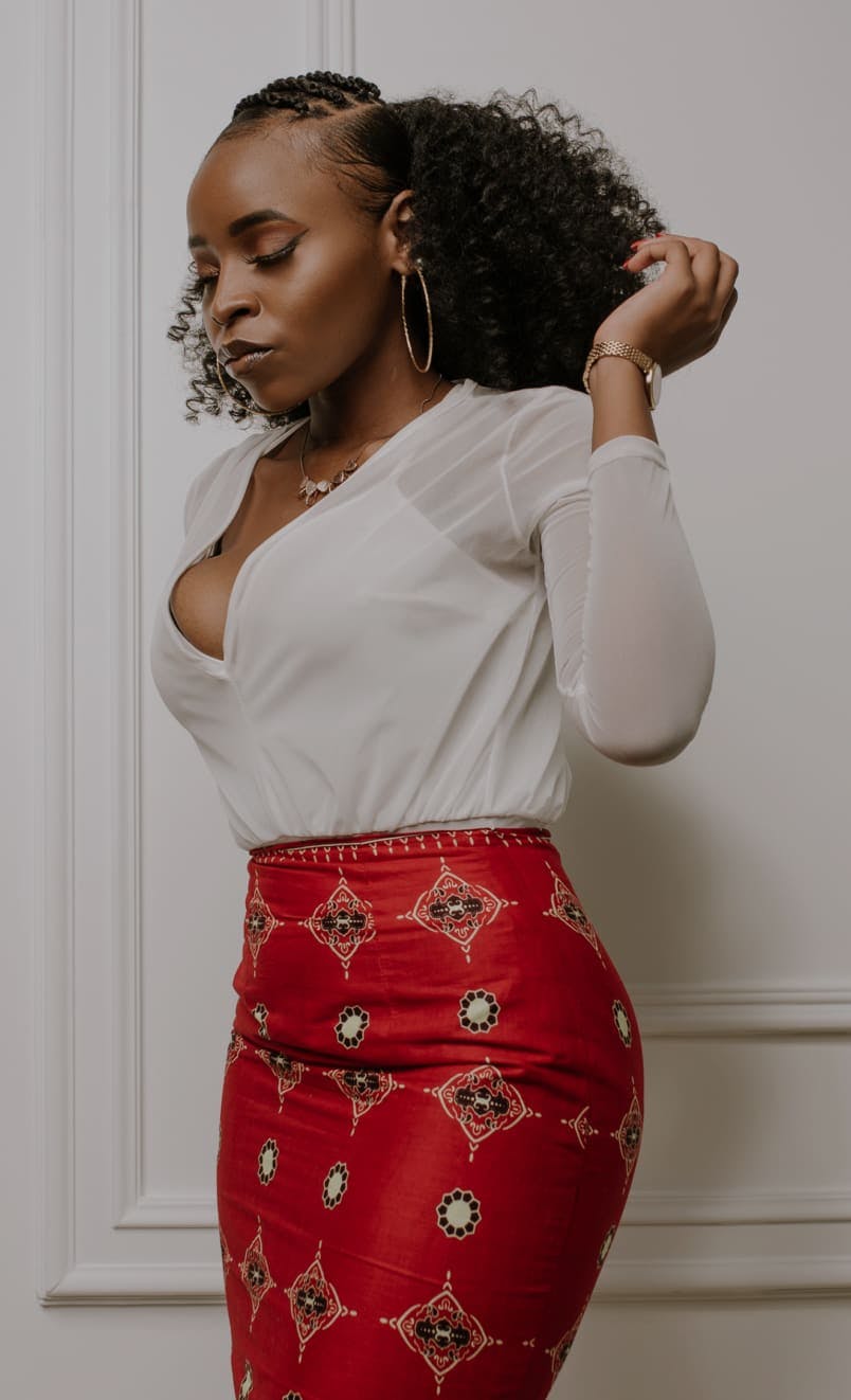 Model posing wearing a dress