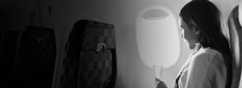 woman sitting on a plane