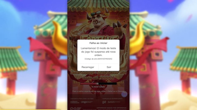 Fortune OX Erro Fora do Ar