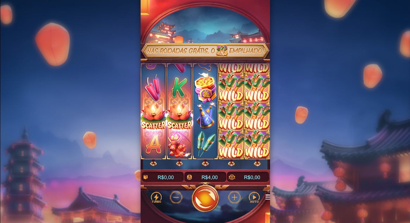 Layout do caça-níquel Wild Fireworks da PG Soft