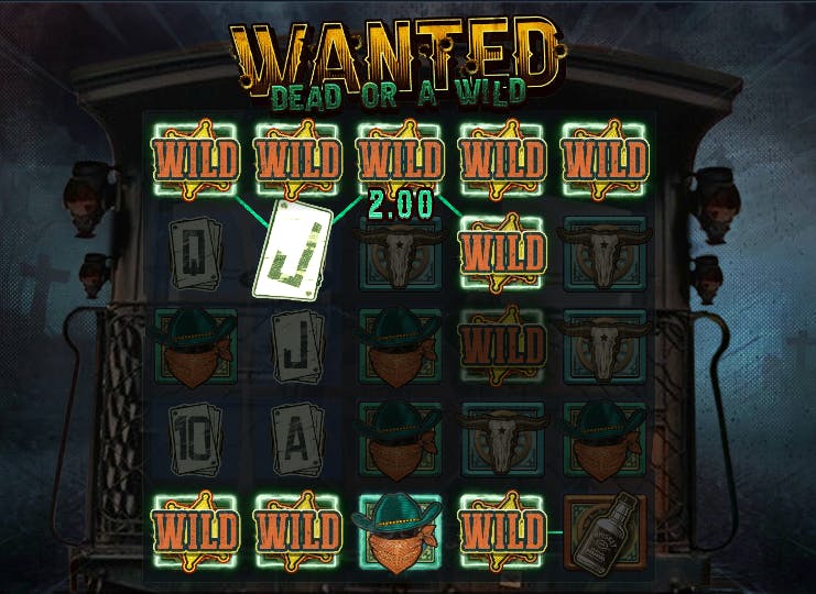 Recurso bônus grande roubo do trem no caça-níqueis Wanted Dead or a Wild