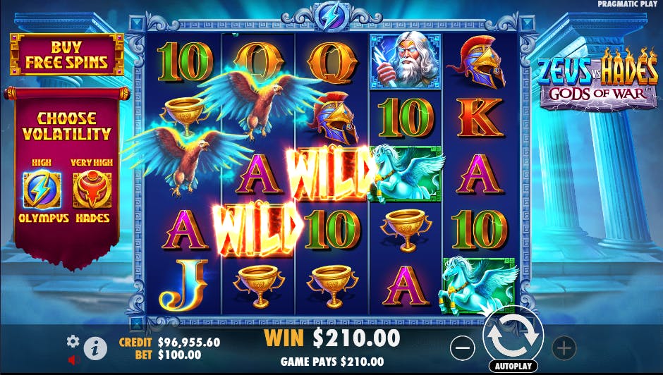 Combinação vencedora com símbolos wild no slot Zeus vs Hades