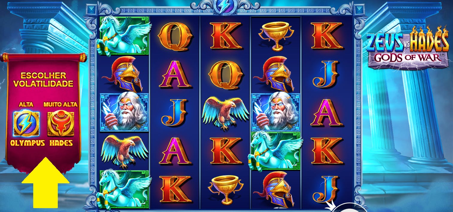 Modo Escolher Volatilidade no caça-níqueis Zeus vs Hades