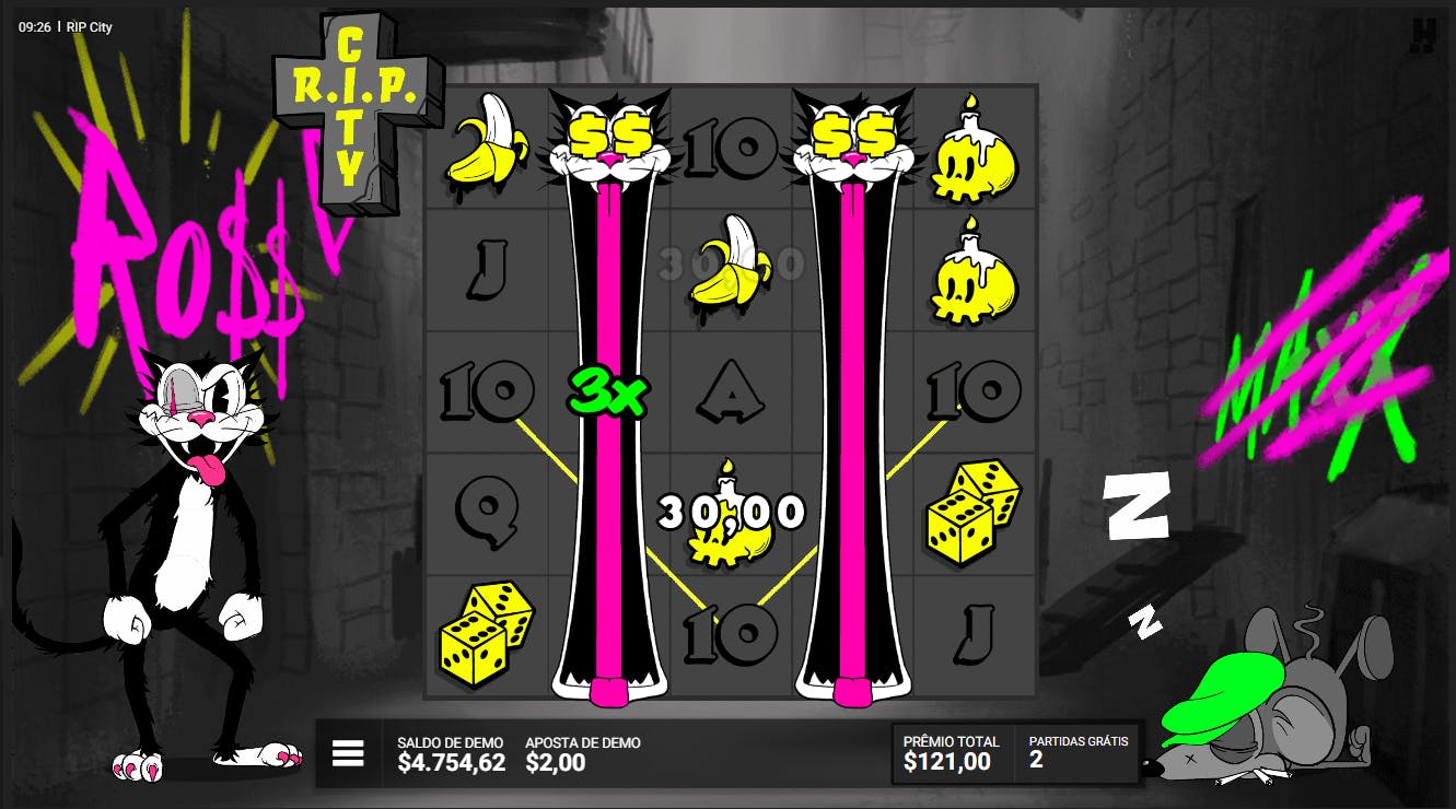 Jogo Bônus Ro$$ com rodadas grátis RIP City