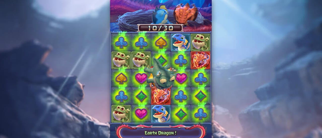 Funcionalidade Dragão Terra no caça-níquel Dragon Hatch 2